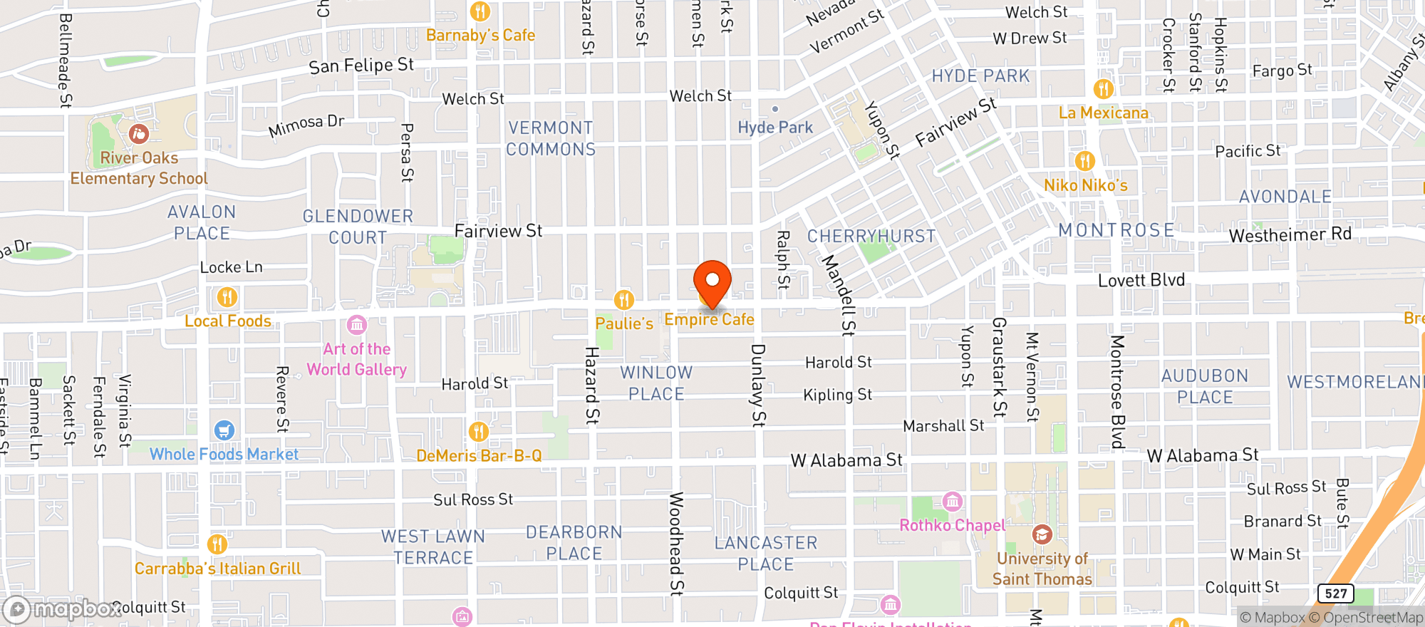Map showing Barcelona Restaurant & Wine Bar