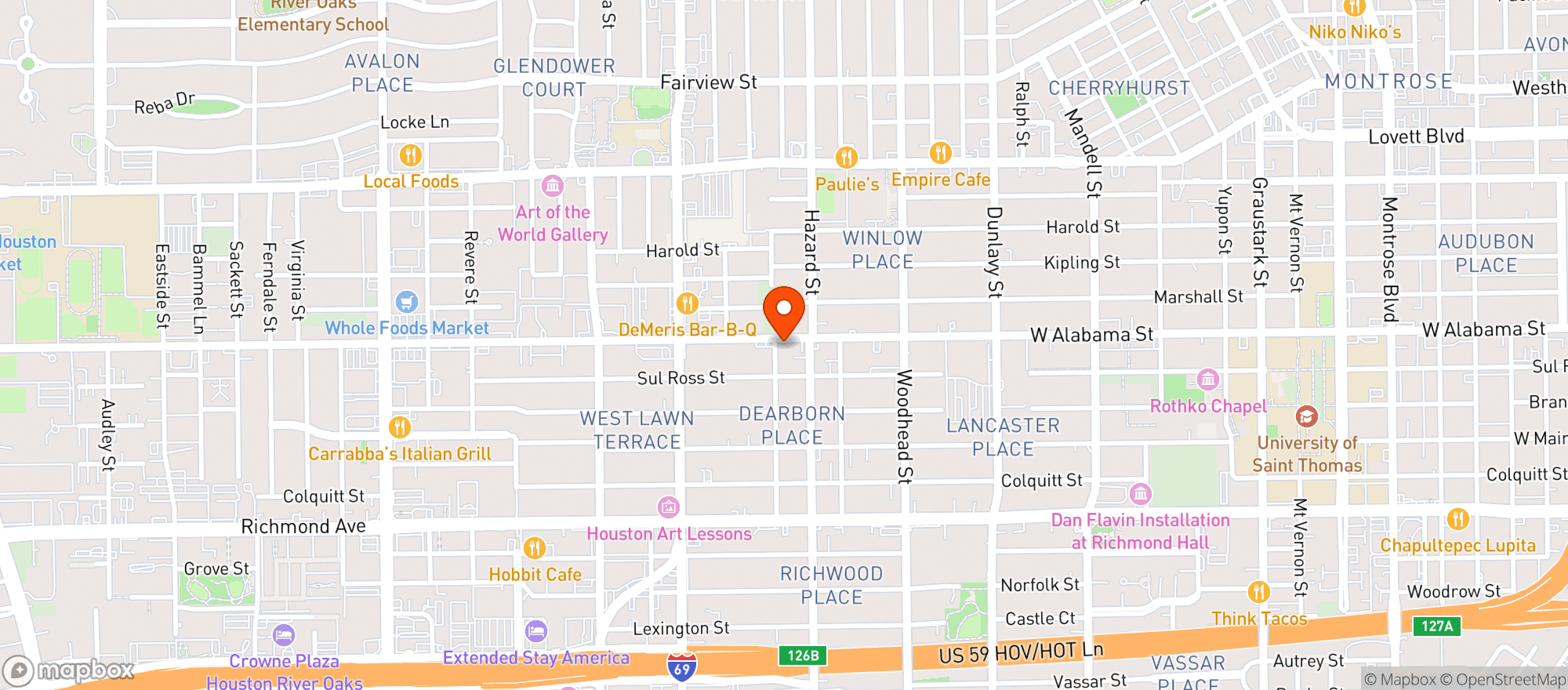 Map showing West Alabama Ice House