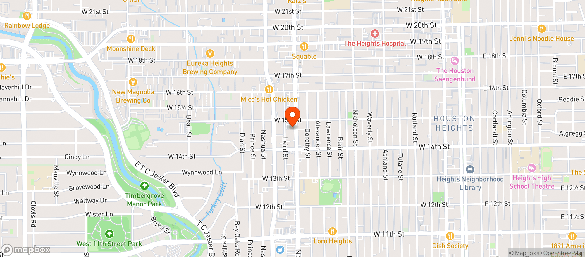 Map showing Heights Bier Garten
