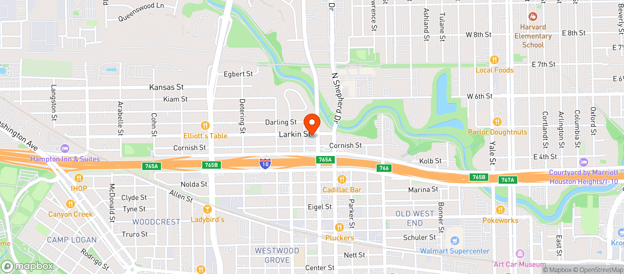 Map showing Bombdiggity Glass Gallery