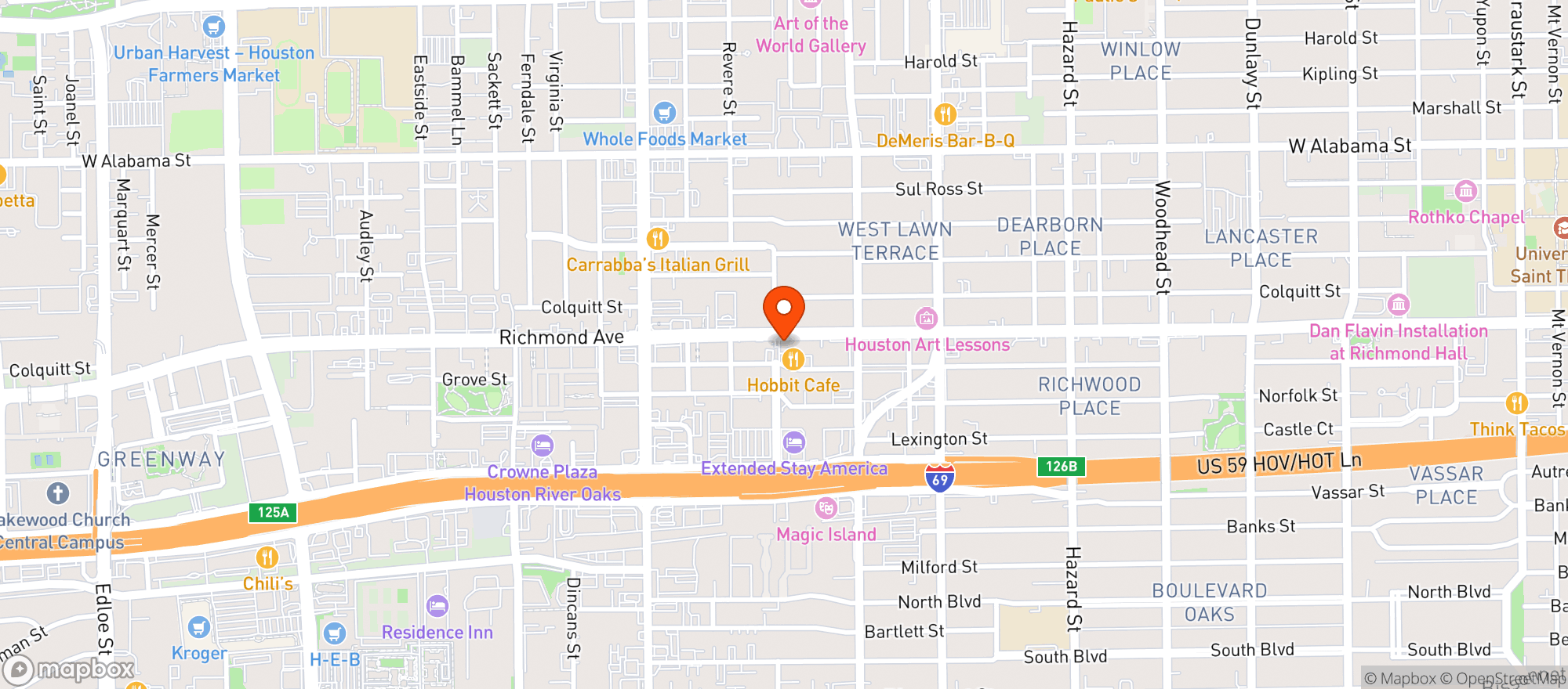 Map showing Hobbit Cafe