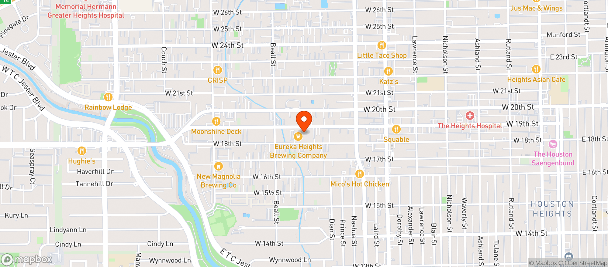 Map showing Eureka Heights Brewing Co