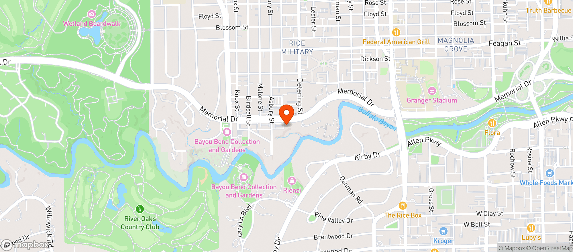 Map showing CBD Kratom Memorial Drive