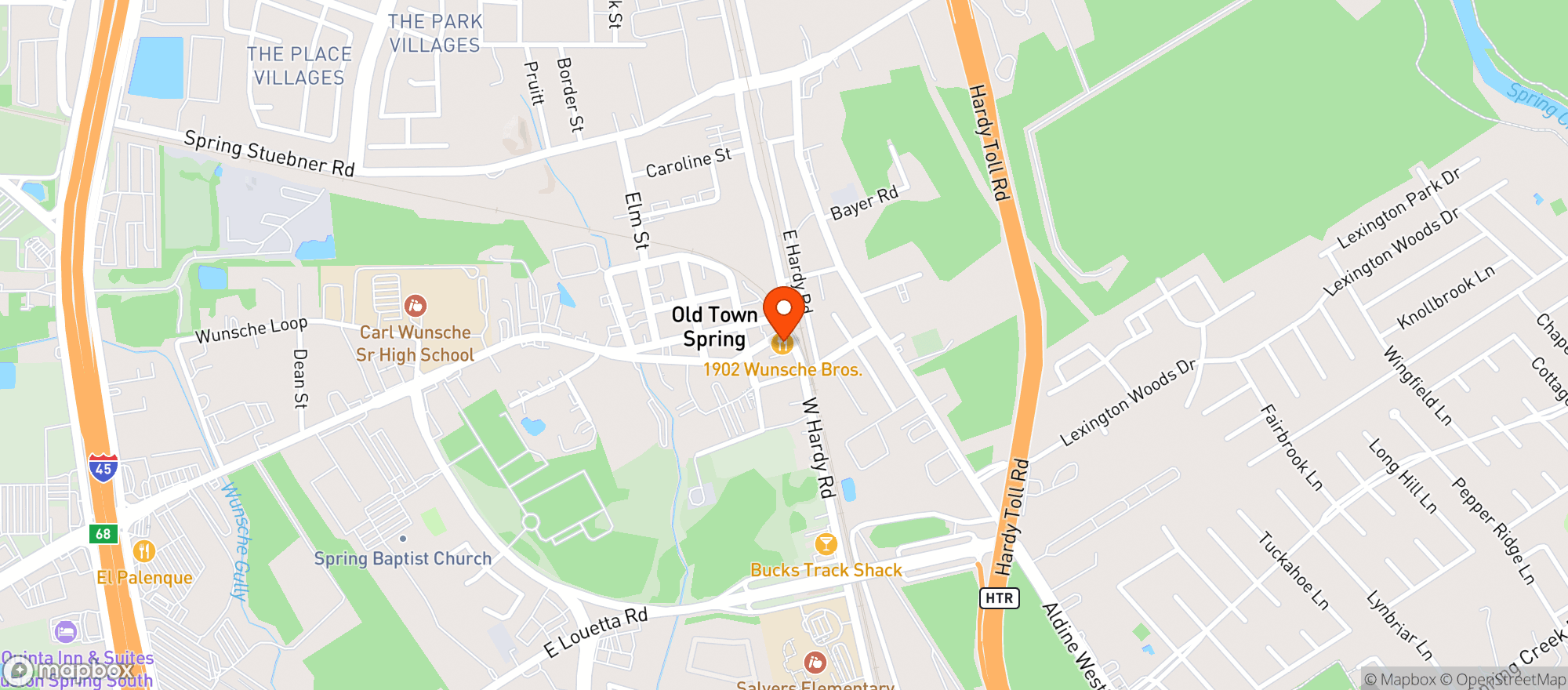 Map showing Wunsche Bros Cafe & Saloon