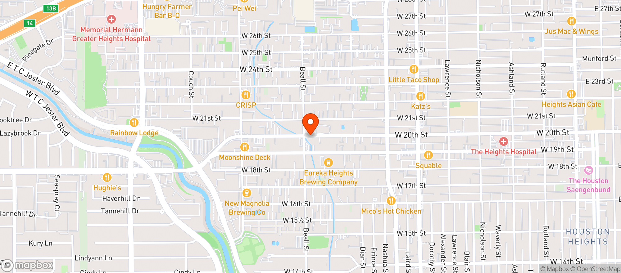 Map showing Cedar Creek Cafe