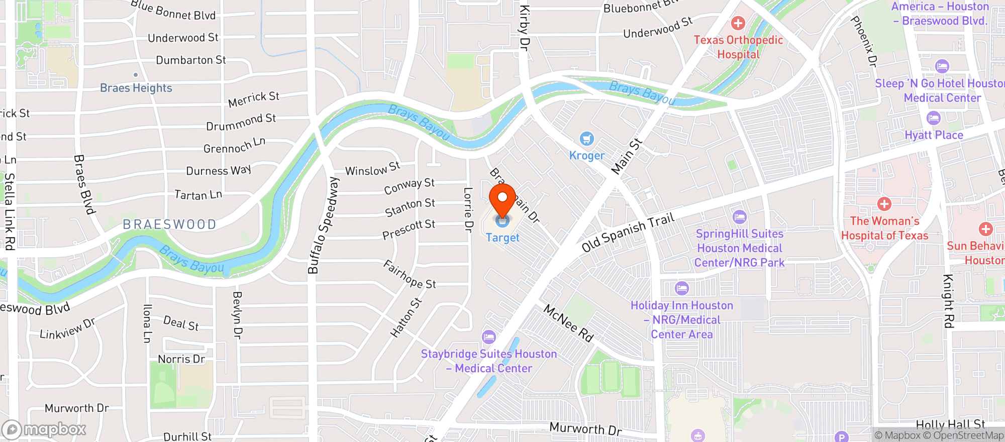 Map showing TARGET - HOUSTON SOUTH MAIN