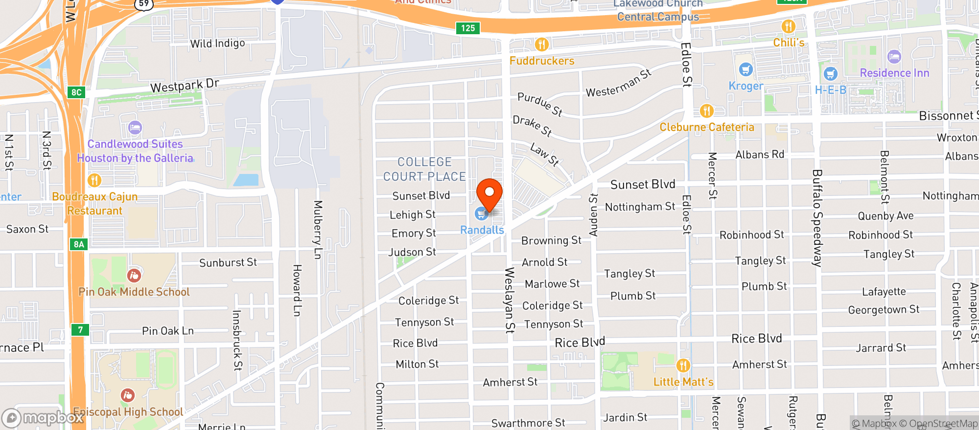 Map showing RANDALLS FOOD AND DRUG #4033