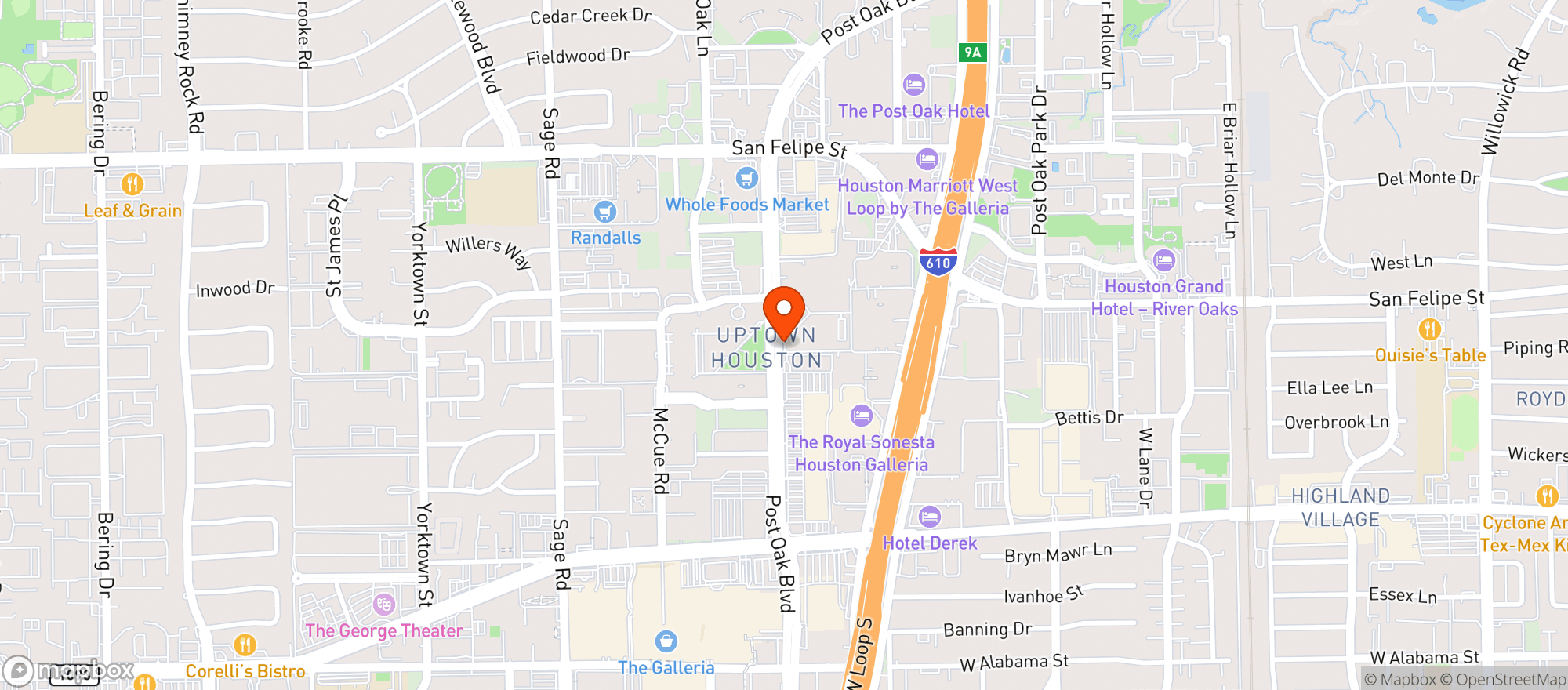 Map showing Sushi On Post Oak