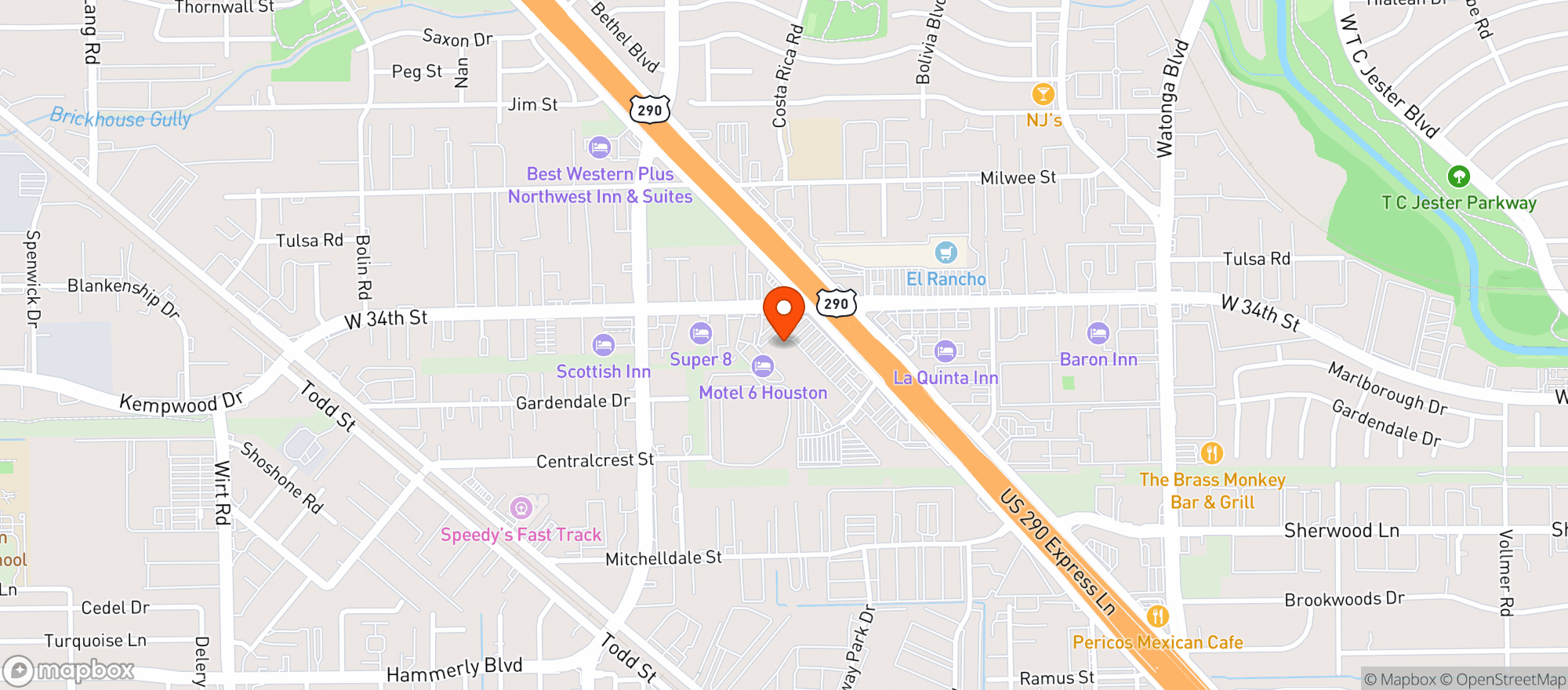 Map showing Spec's Wine & Spirits - W 34th Street