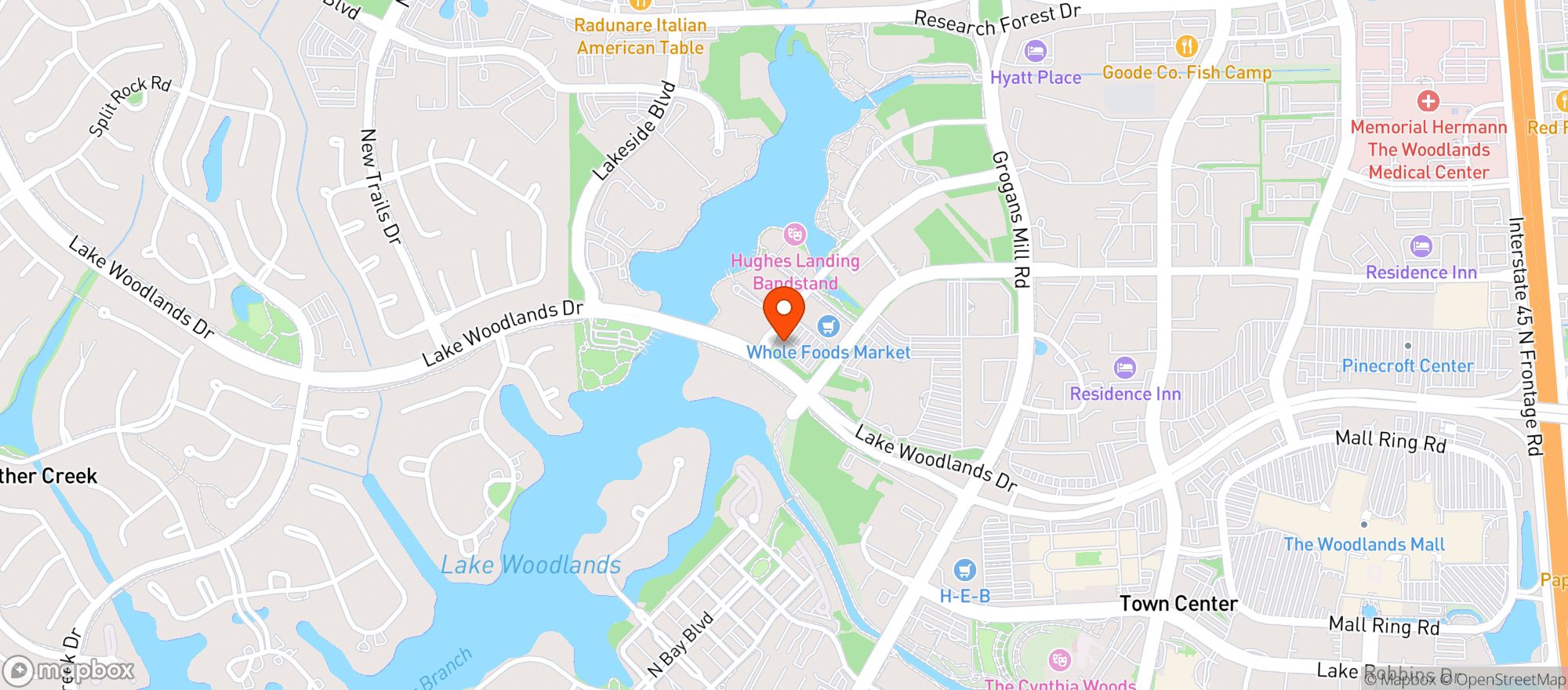 Map showing Postino Winecafe - The Woodlands