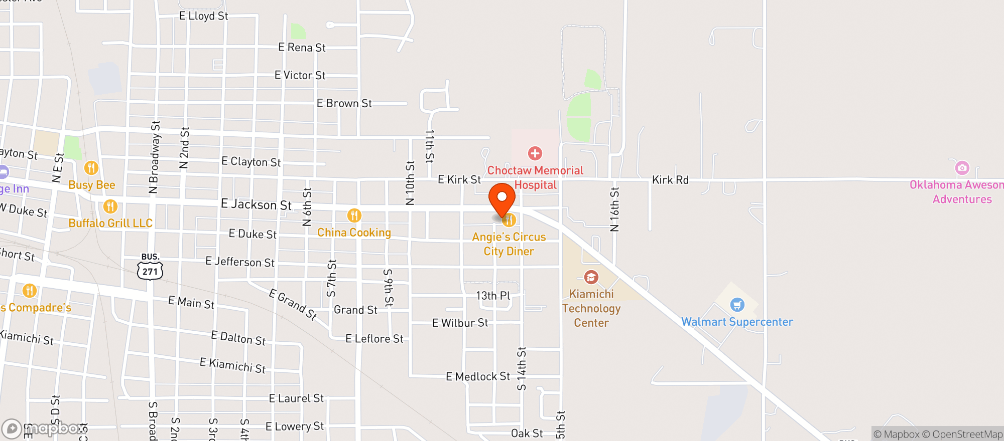 Map showing Jackson St Liquor - Hugo