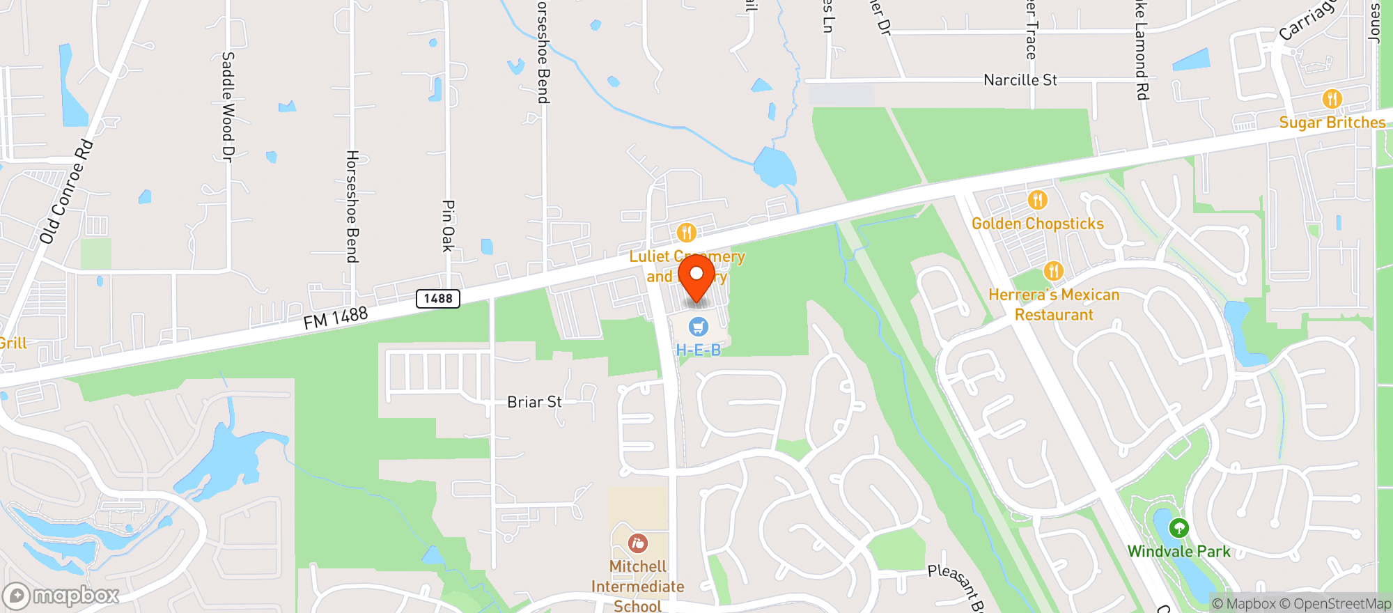 Map showing Heb Food Store