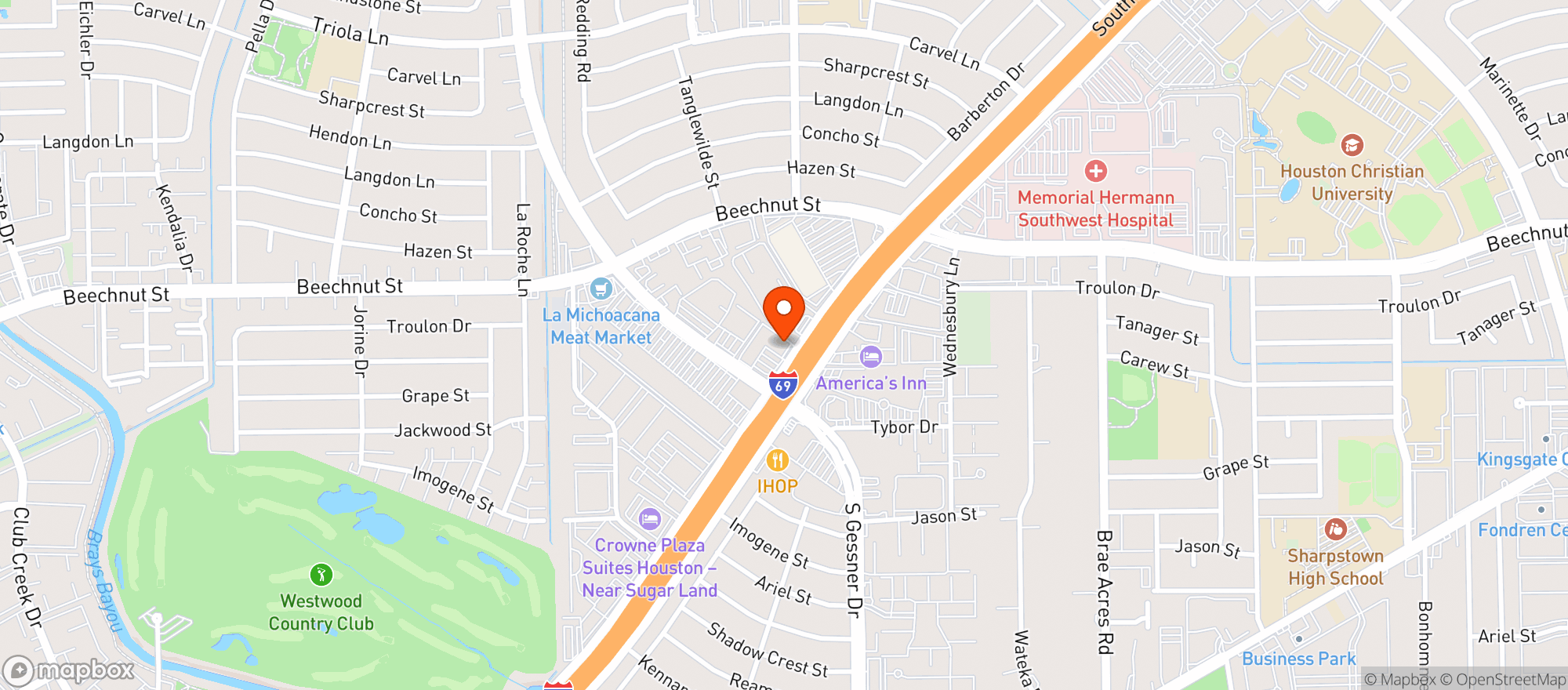 Map showing Spec'S - Sw Freeway