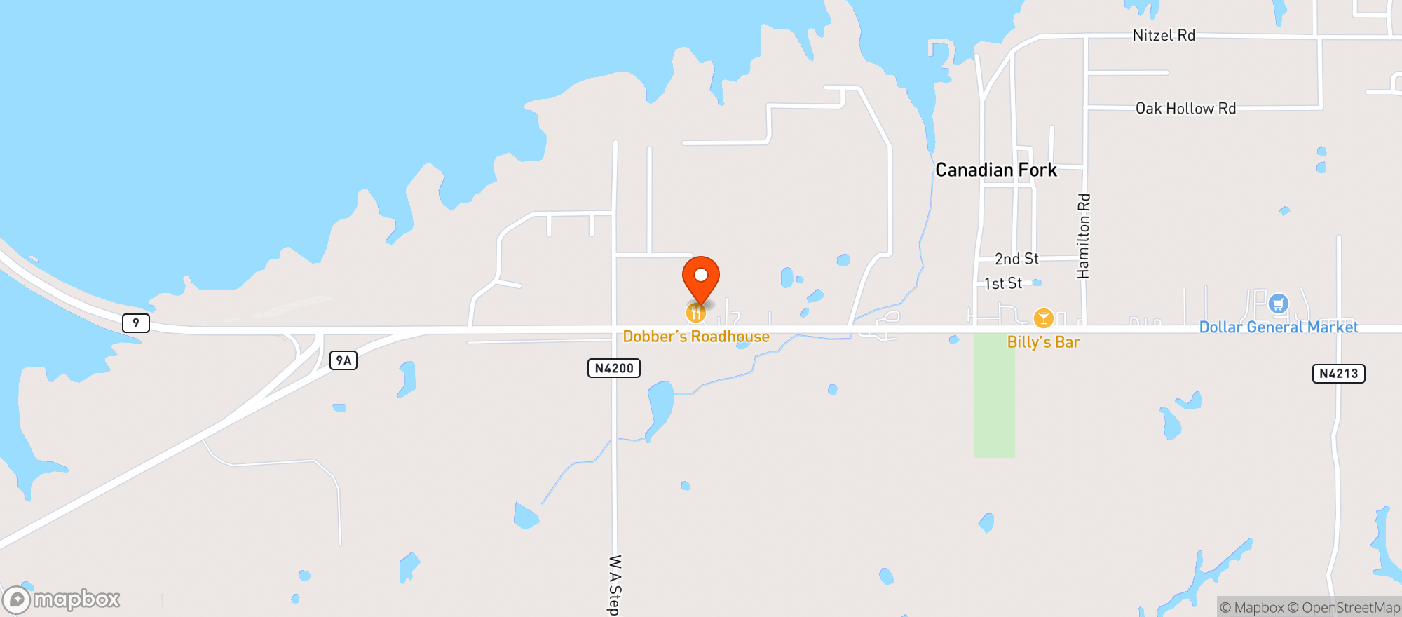 Map showing Dobber S Roadhouse