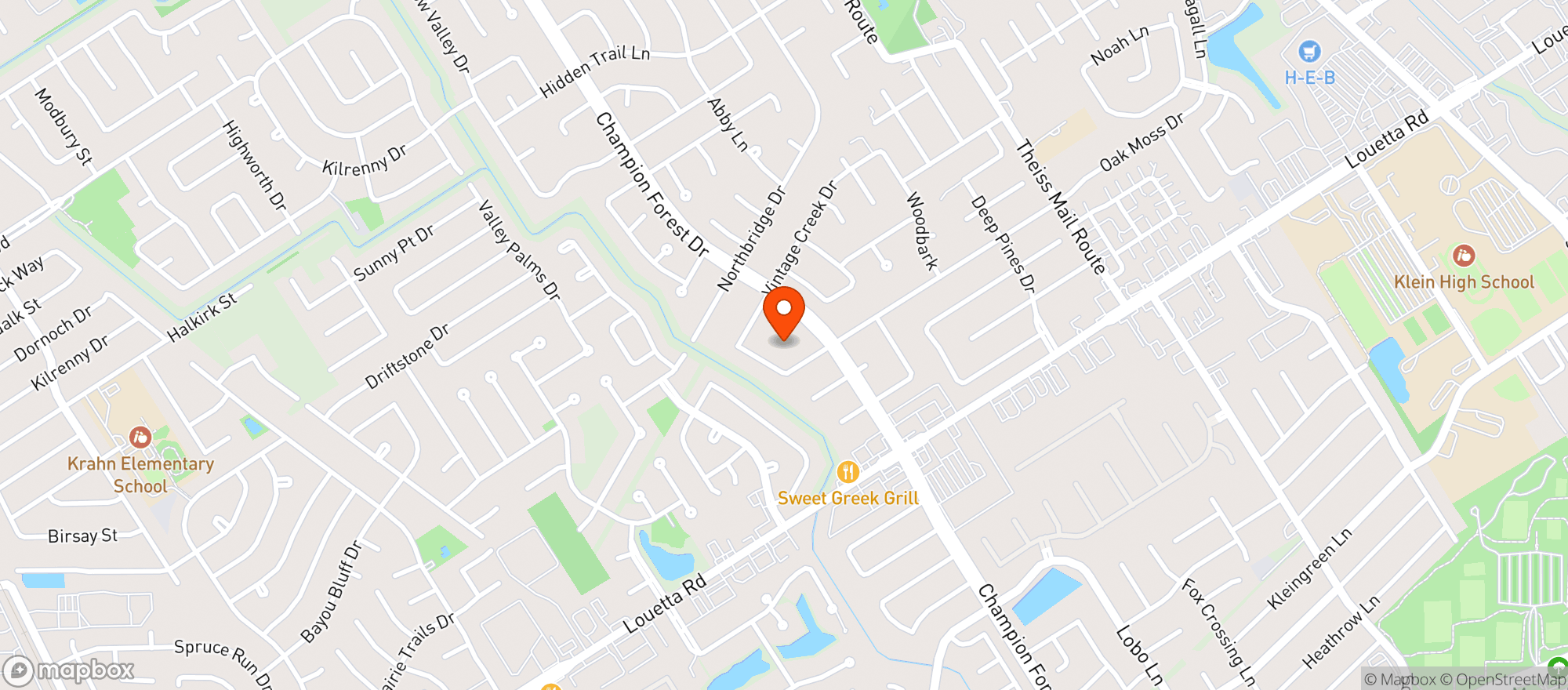 Map showing Watertree Jones Road ( Kroger ) - Spring - Forest Circle