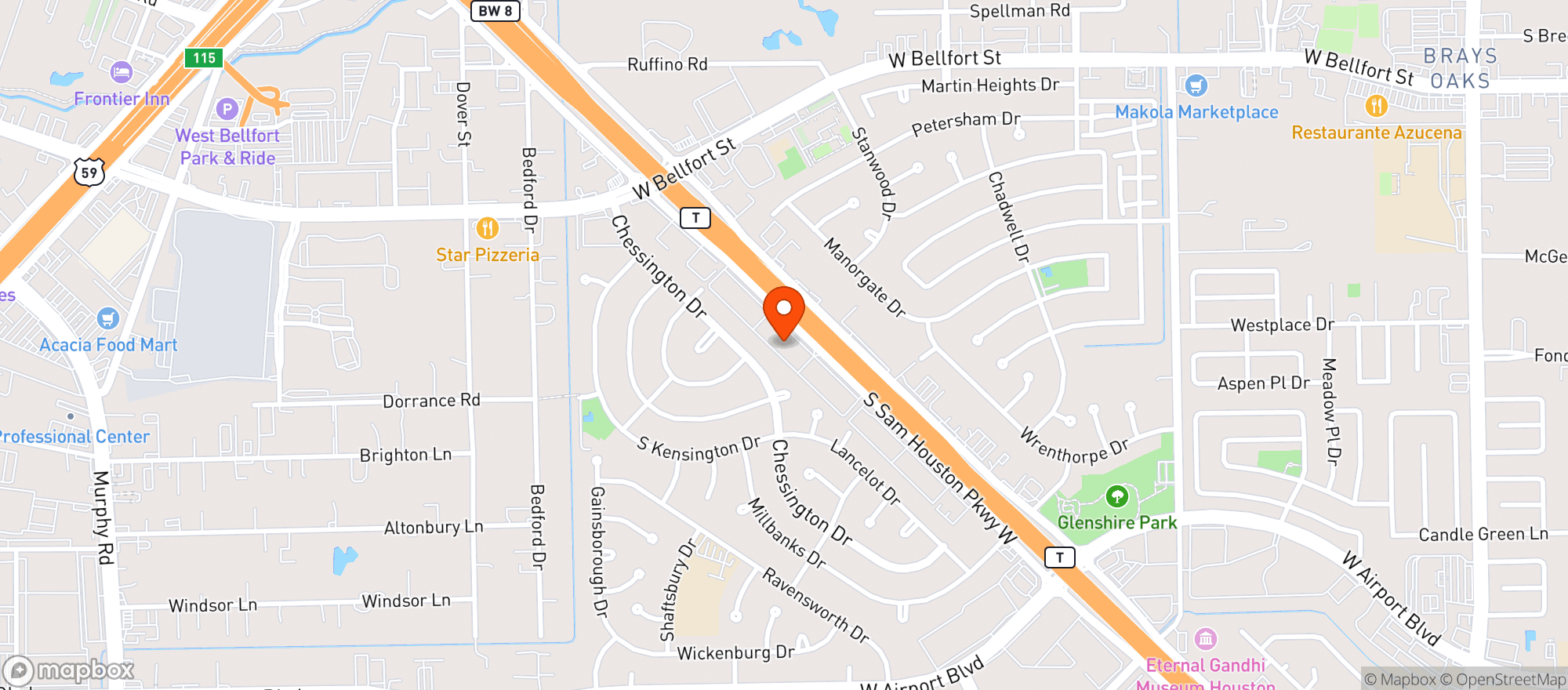 Map showing Door Dash