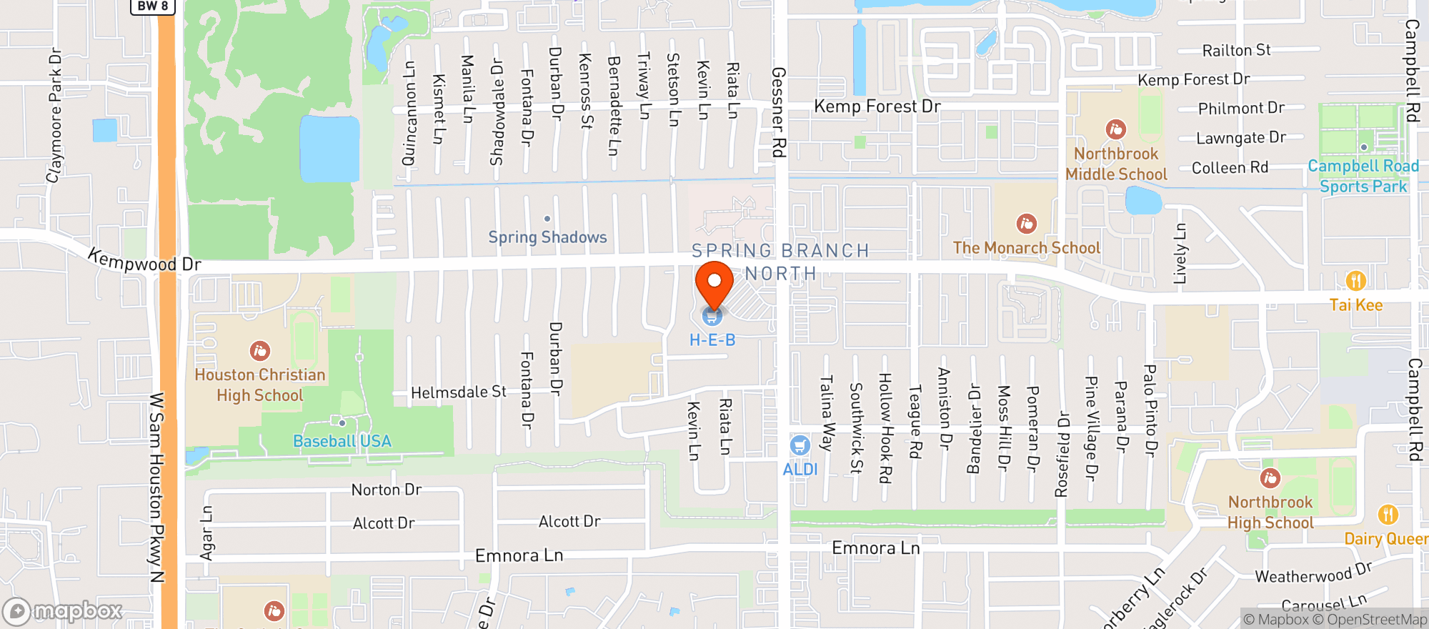 Map showing H-e-b