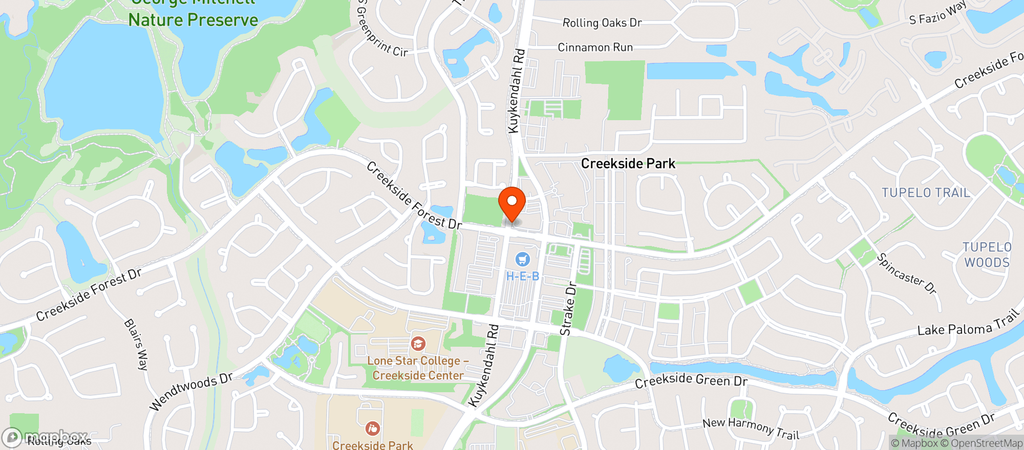 Map showing H E B (CREEKSIDE PARK)