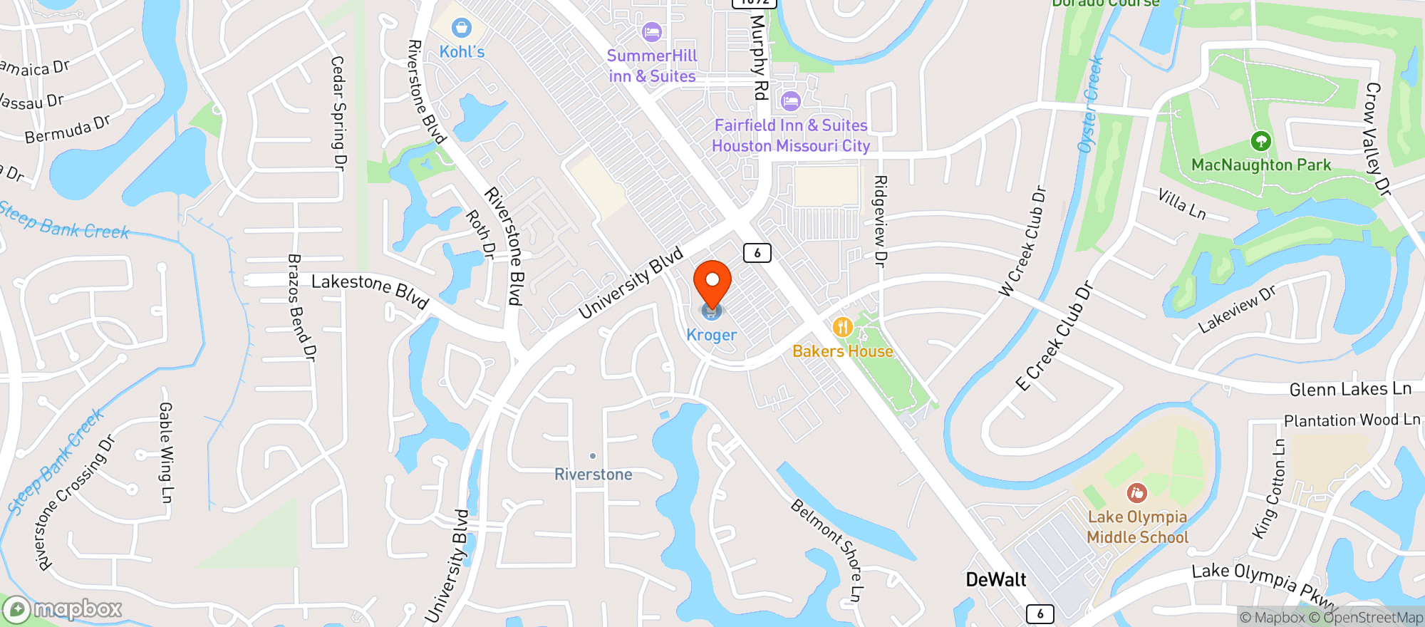 Map showing Kroger