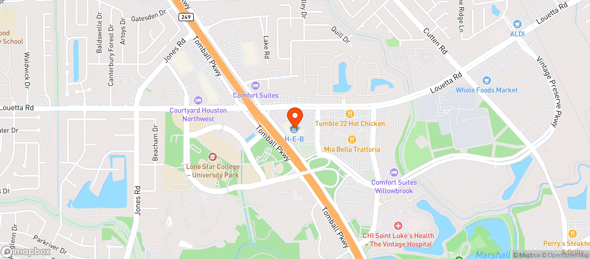 Map showing HEB