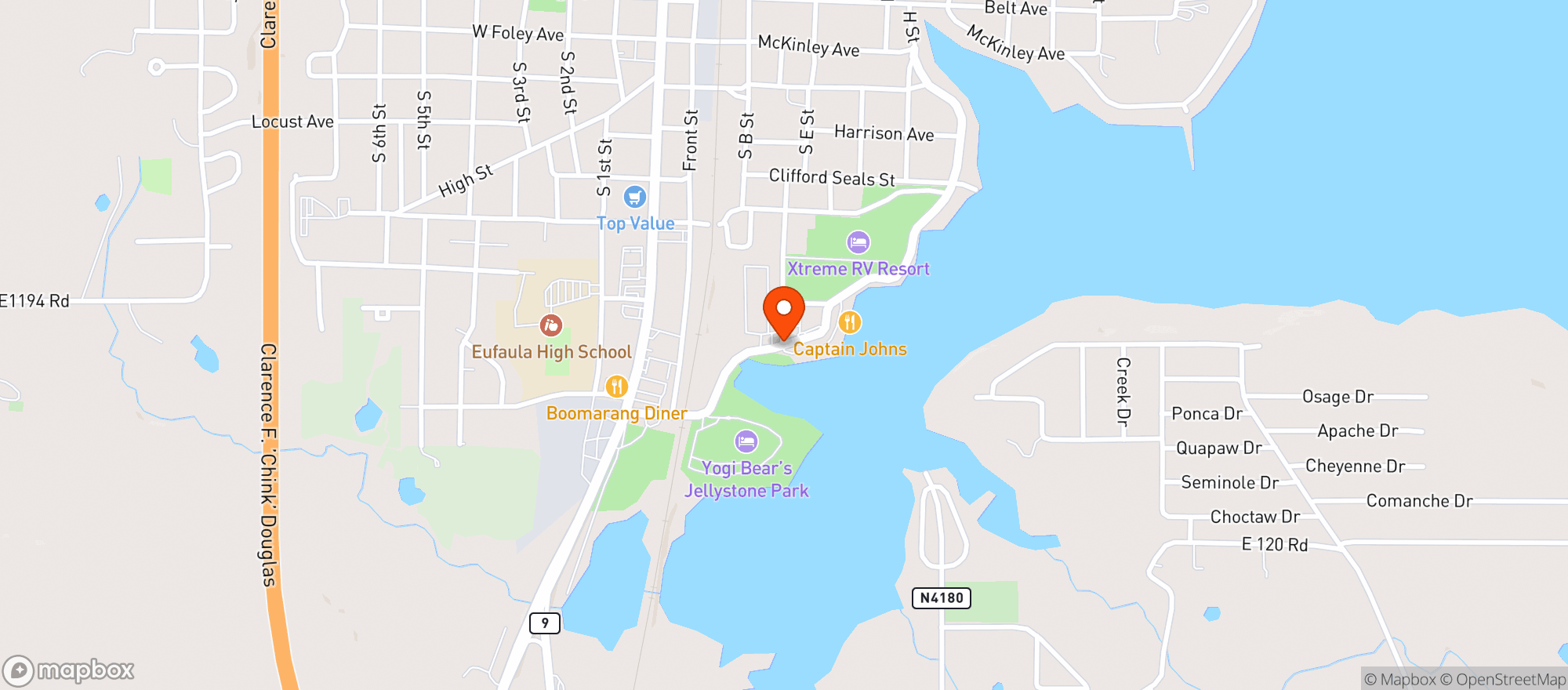 Map showing Tumbleweed Steakhouse