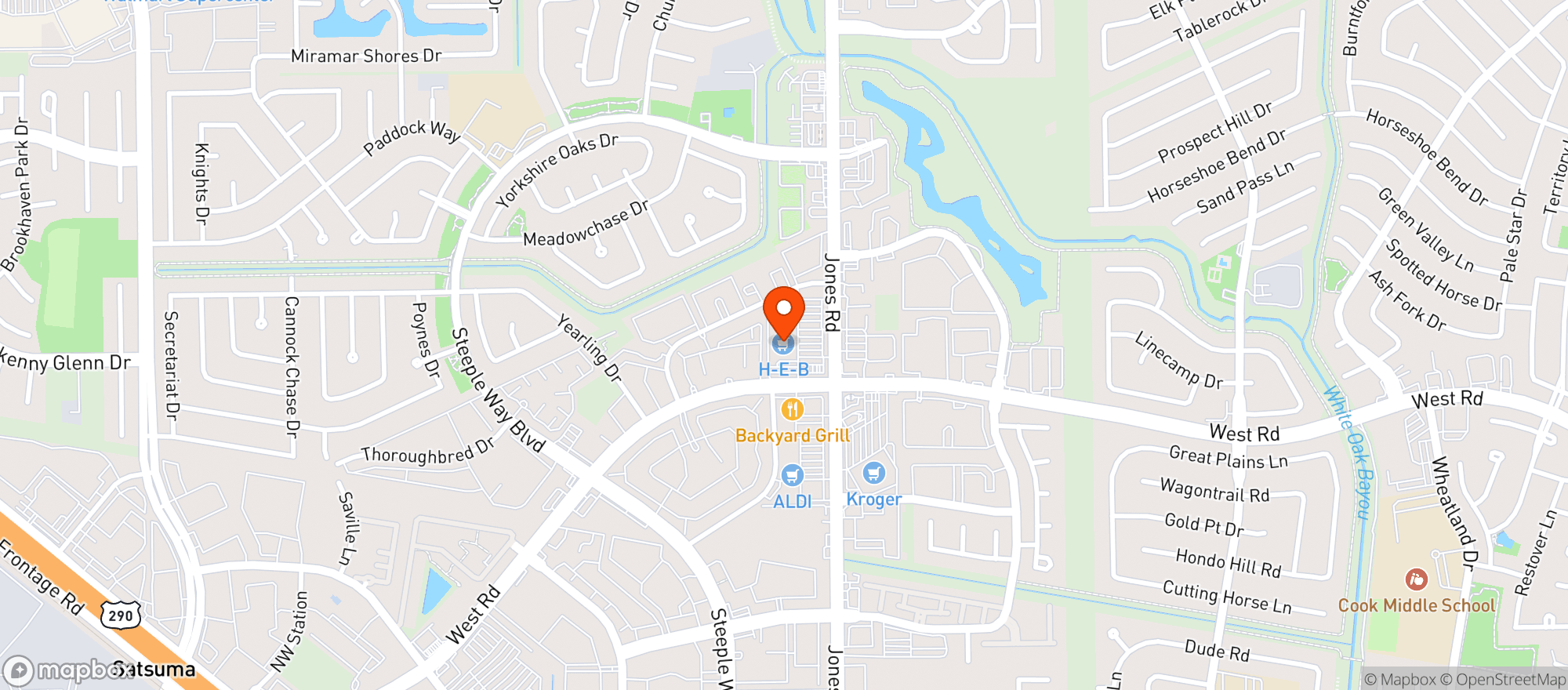 Map showing Heb Food Store