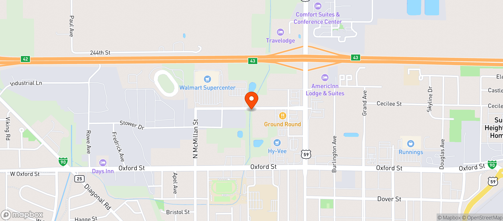 Map showing Worthington Liquor Store