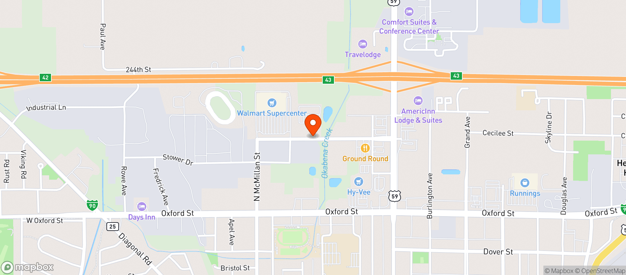 Map showing WORTHINGTON MUNICIPAL LIQUOR