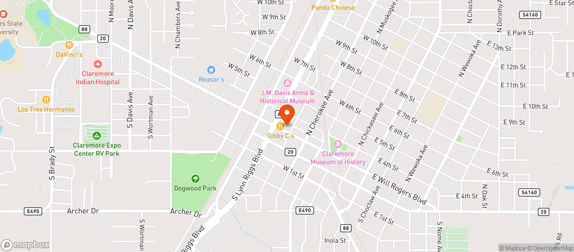 Map showing Gibby Cs South