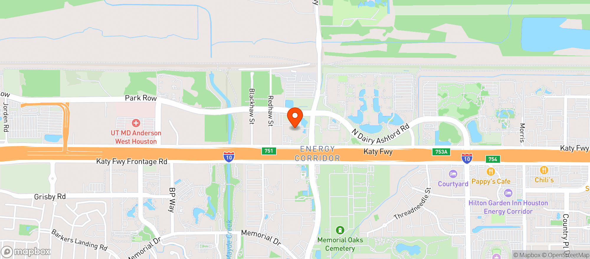 Map showing Hyatt Regency Houston West