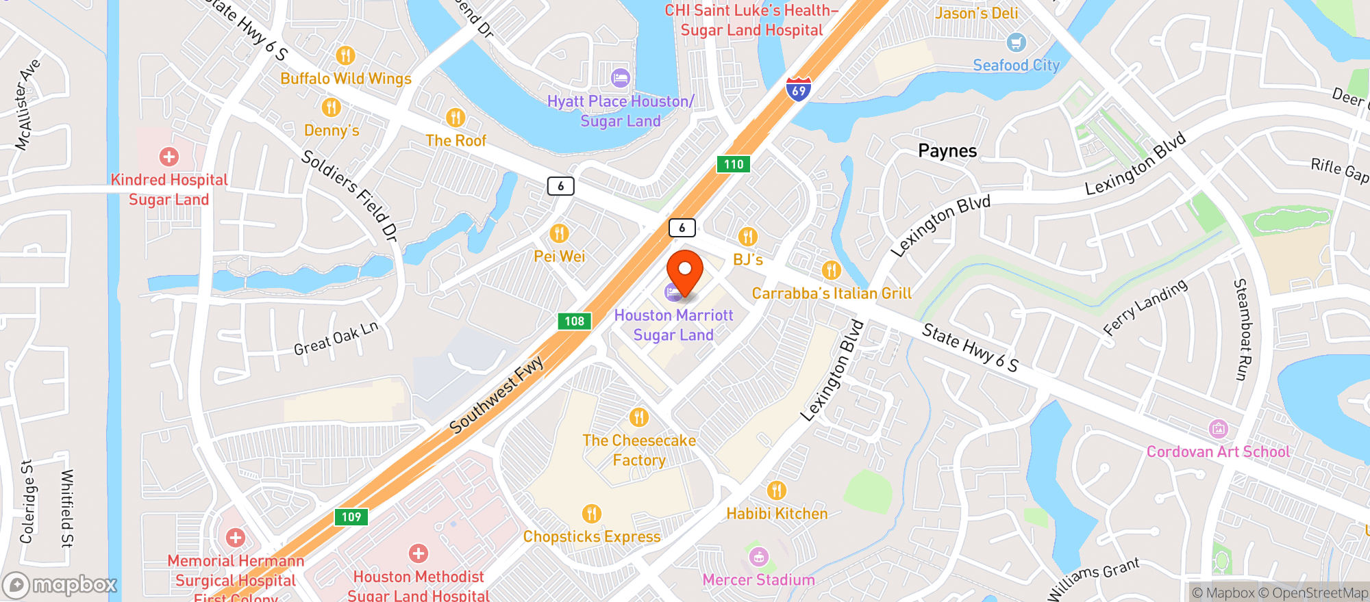 Map showing MARRIOTT HOTELS & RESORTS
