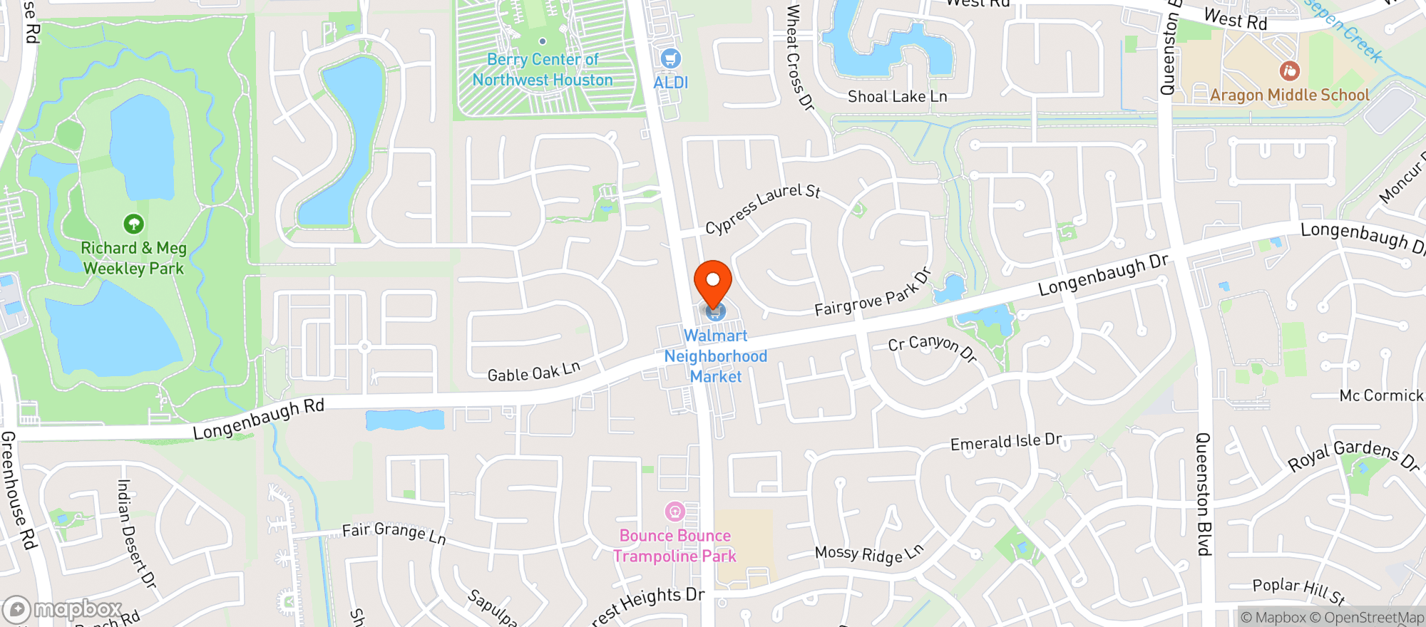 Map showing Walmart Neighborhood Ma #7357
