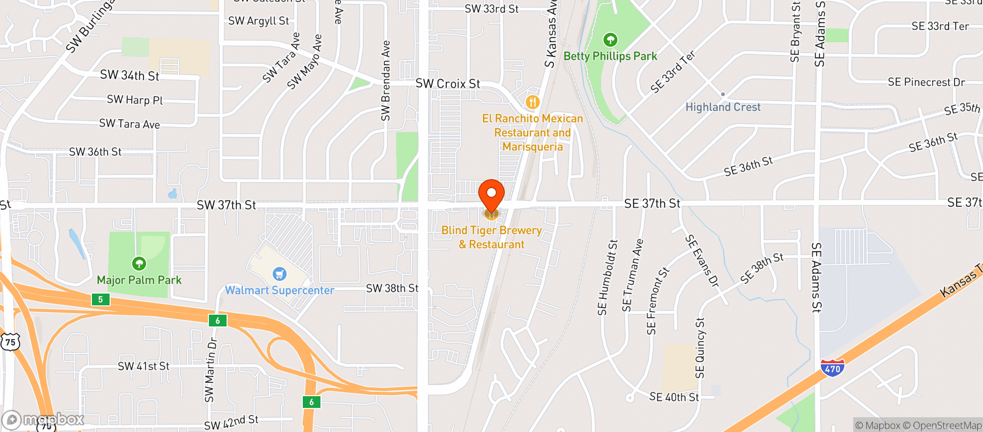 Map showing Blind Tiger Brewery & Restaurant