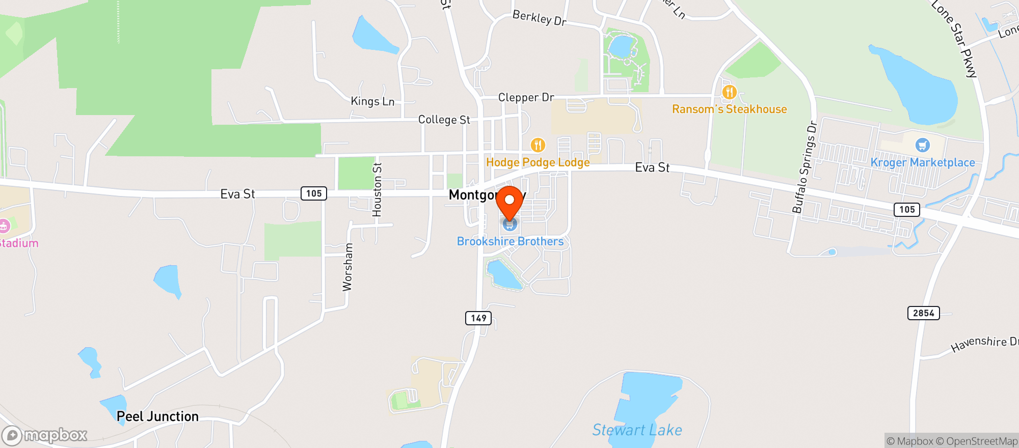 Map showing Brookshire Brothers