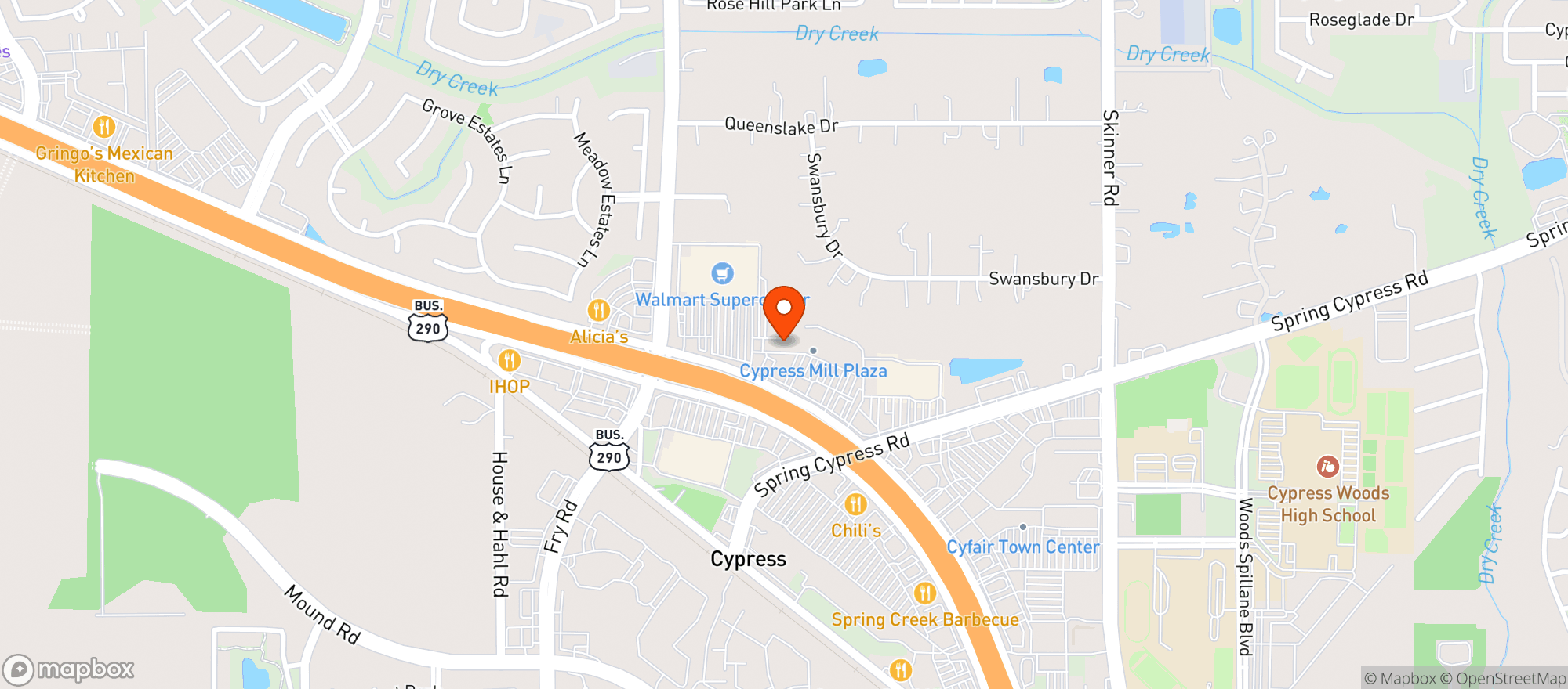 Map showing Gnc - 9705 - Cypress Mill Plaza
