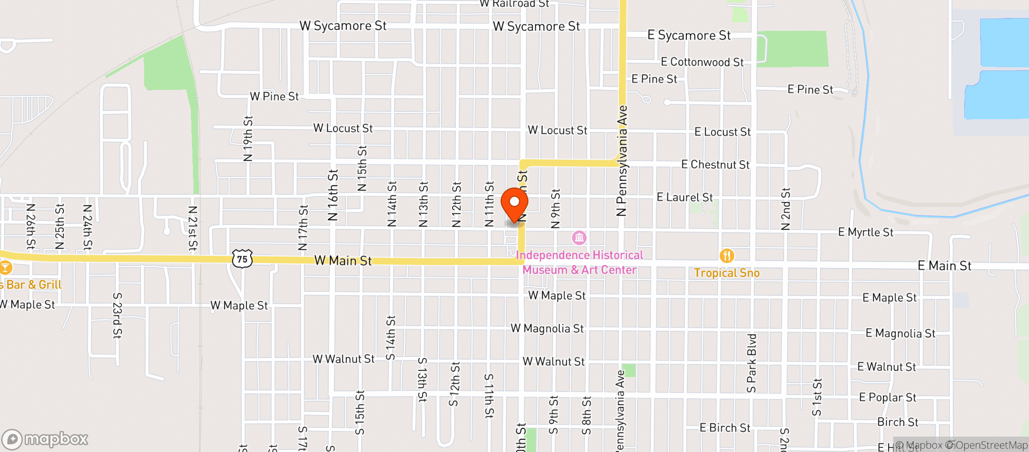 Map showing G & W Foods