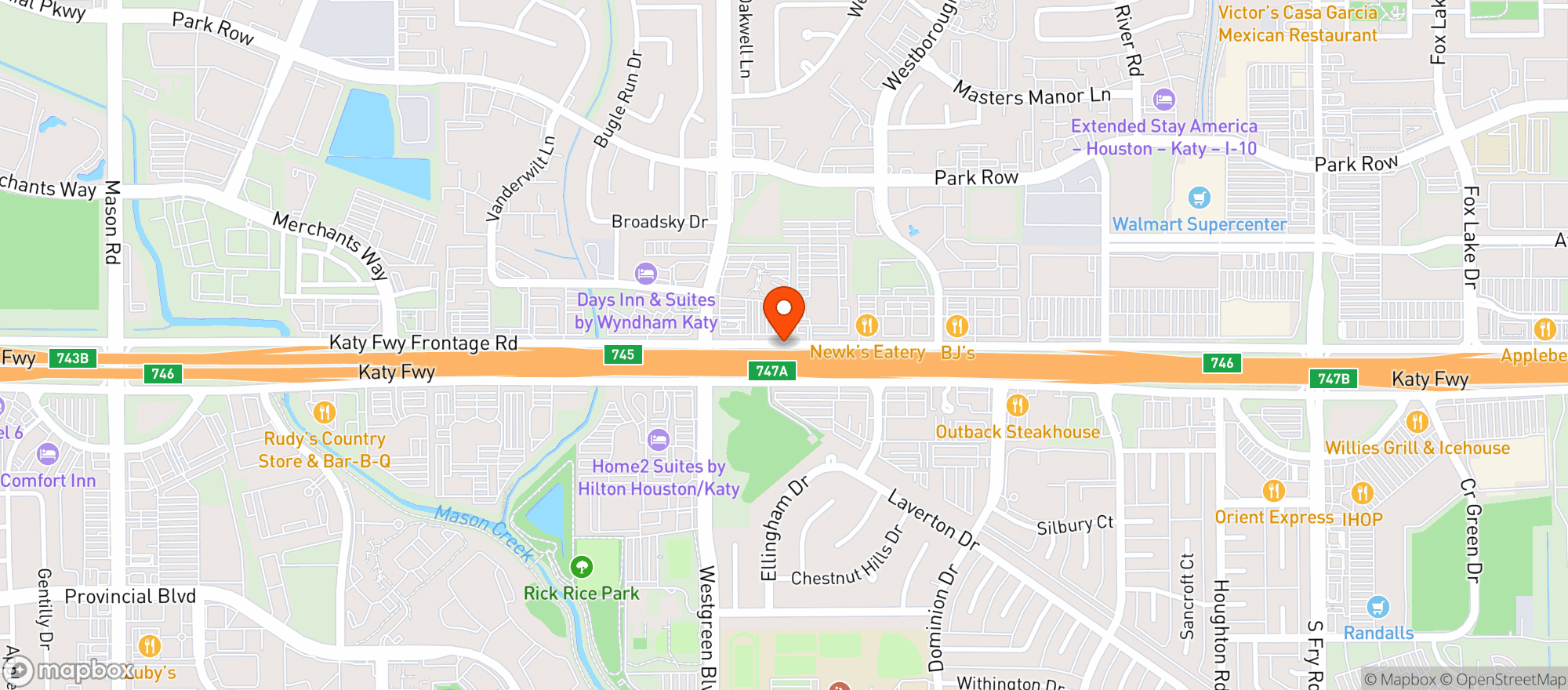 Map showing Texas Roadhouse