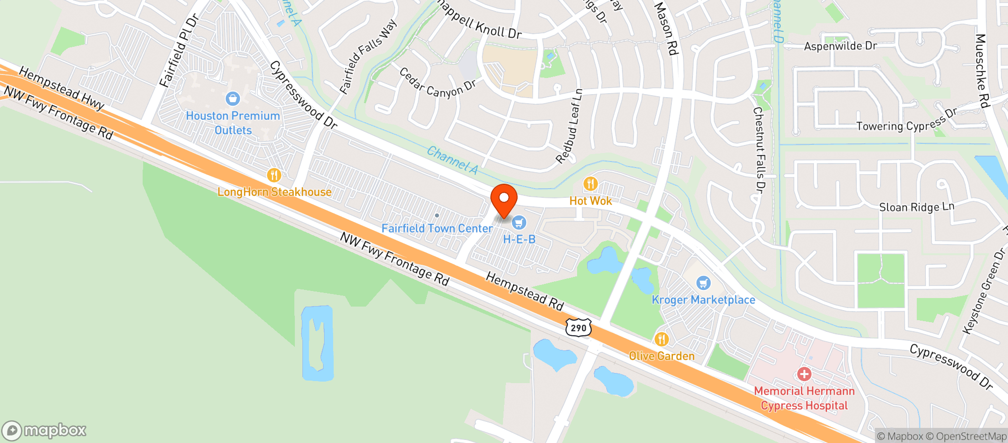 Map showing Heb Food Store #656 Ho59