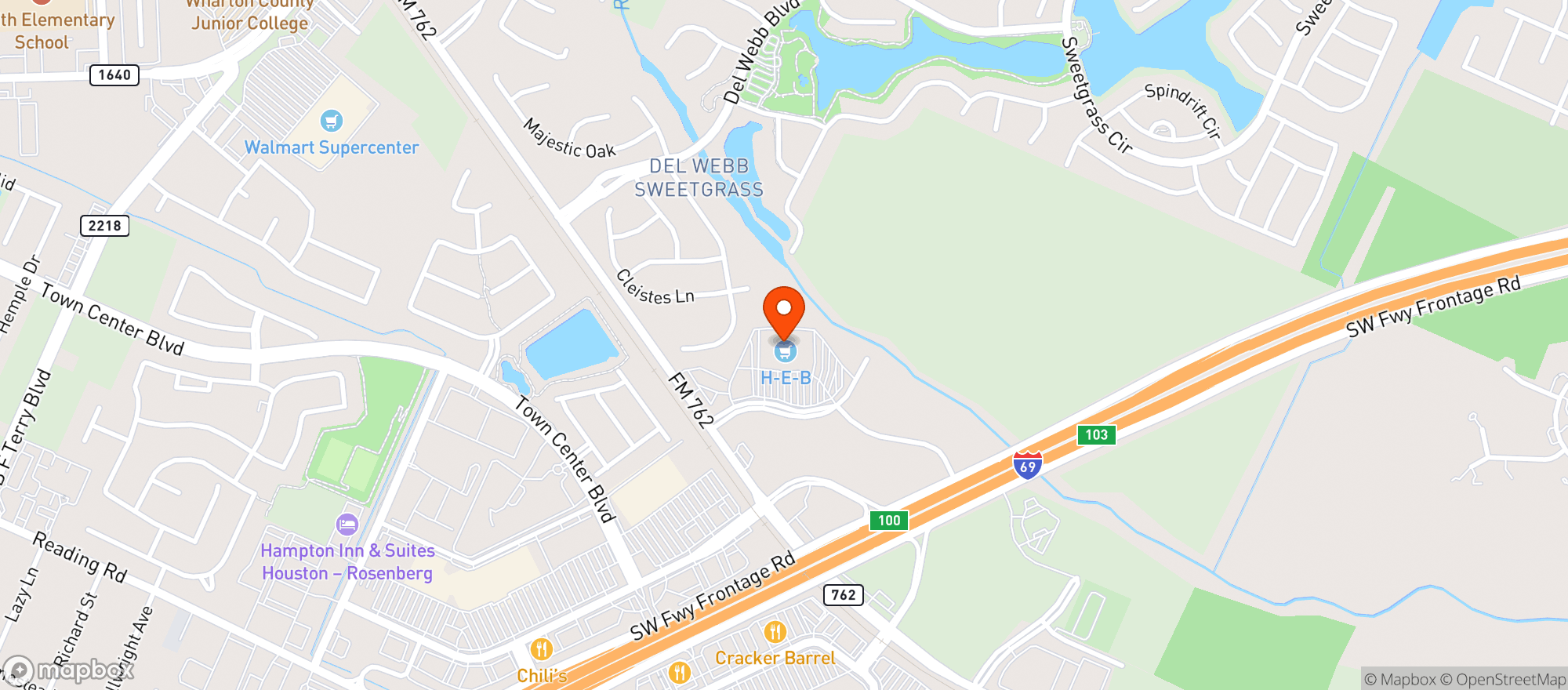 Map showing H E B (RICHMOND MARKET)