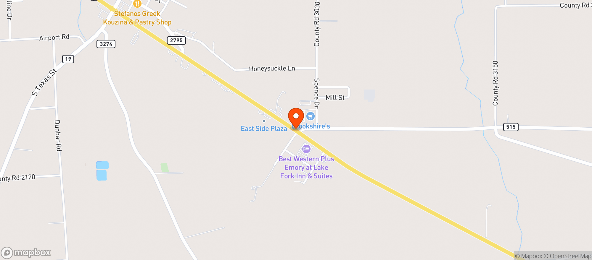 Map showing Brookshire Food Store
