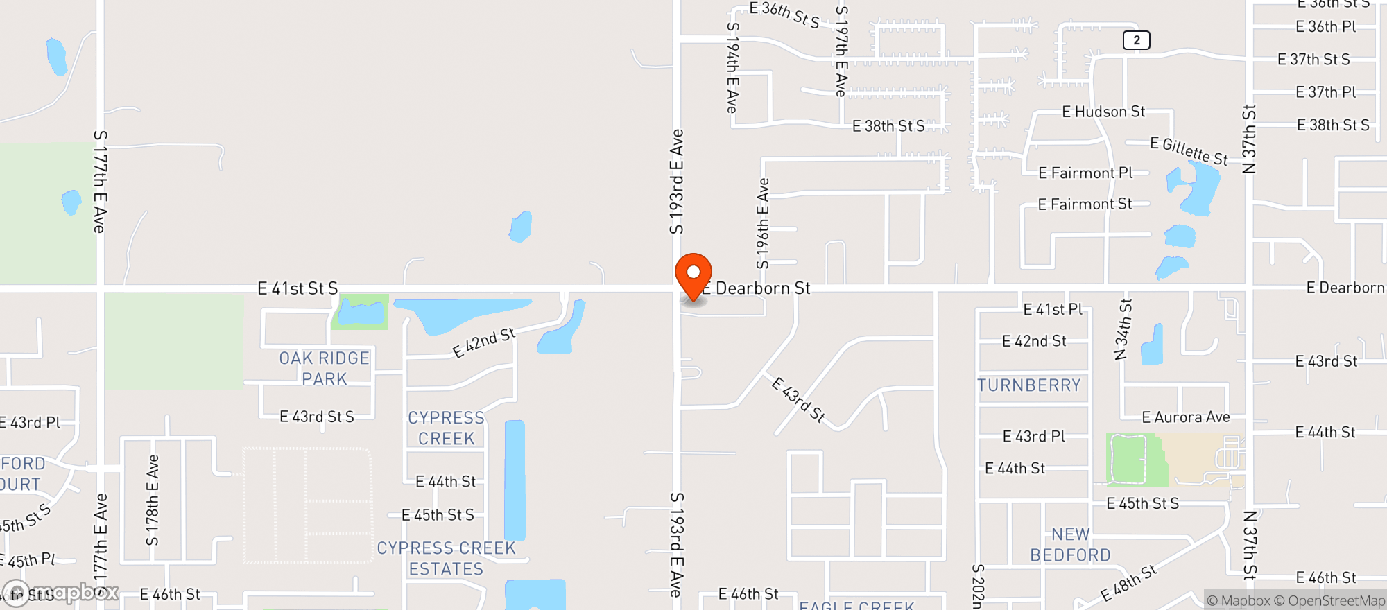 Map showing CJ S WINE & SPIRITS - BROKEN ARROW