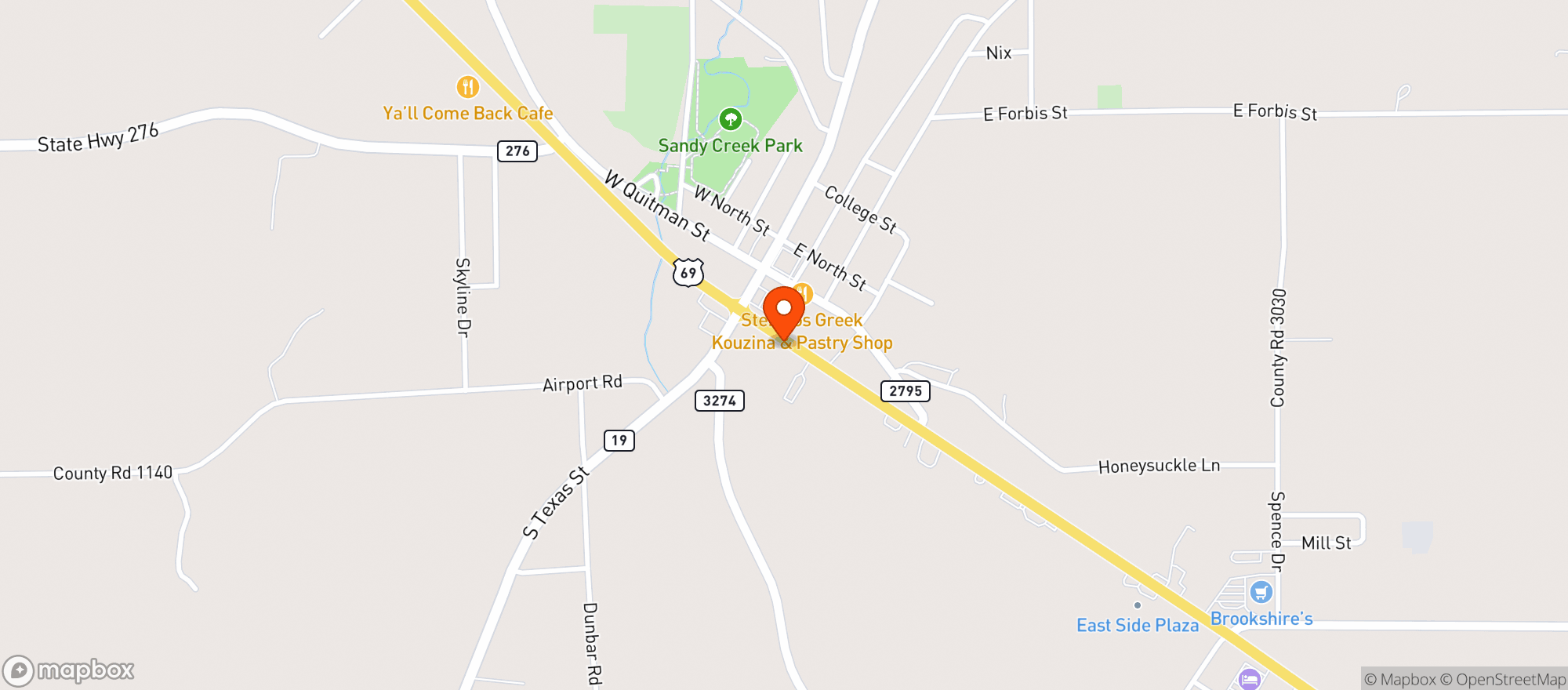 Map showing Max's Package Store