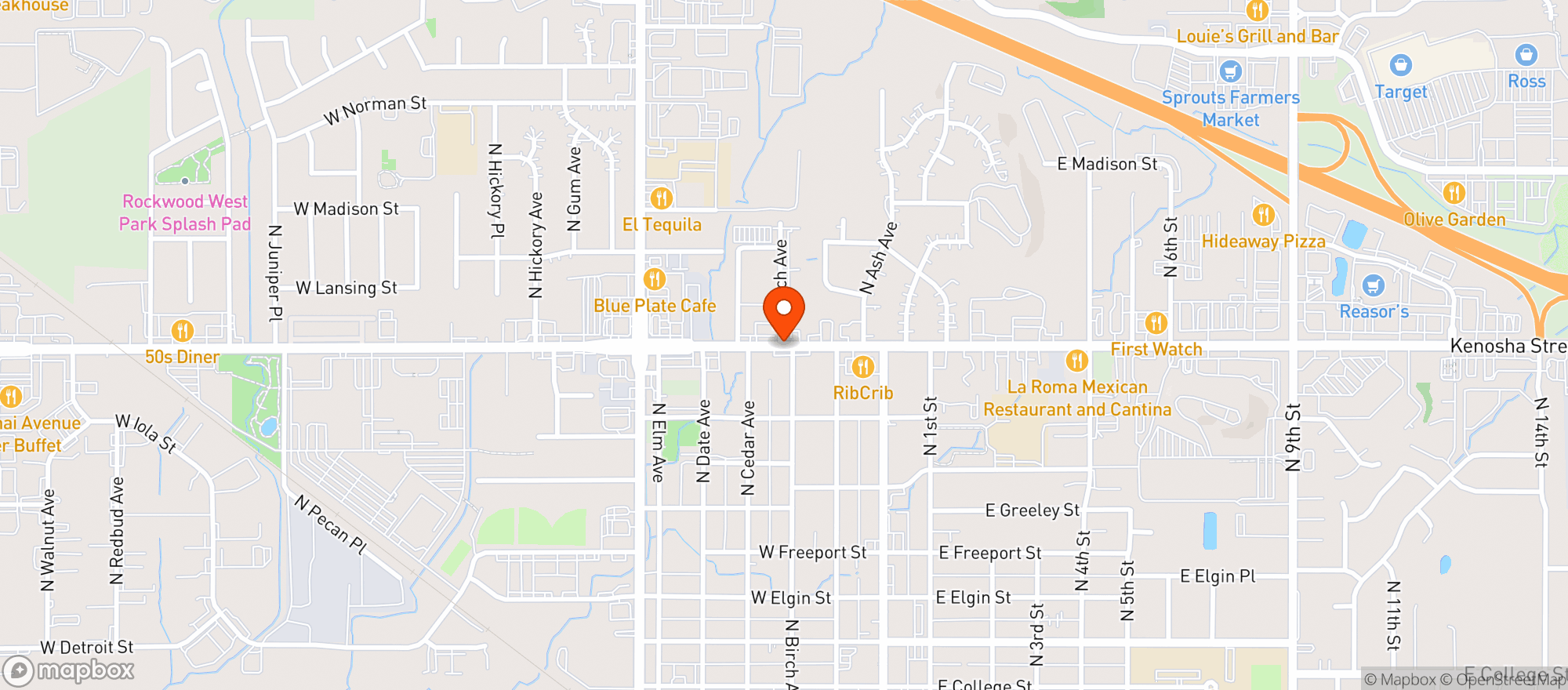 Map showing Rose Lounge