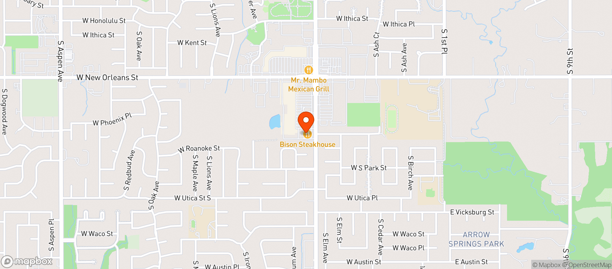 Map showing Bison Steakhouse