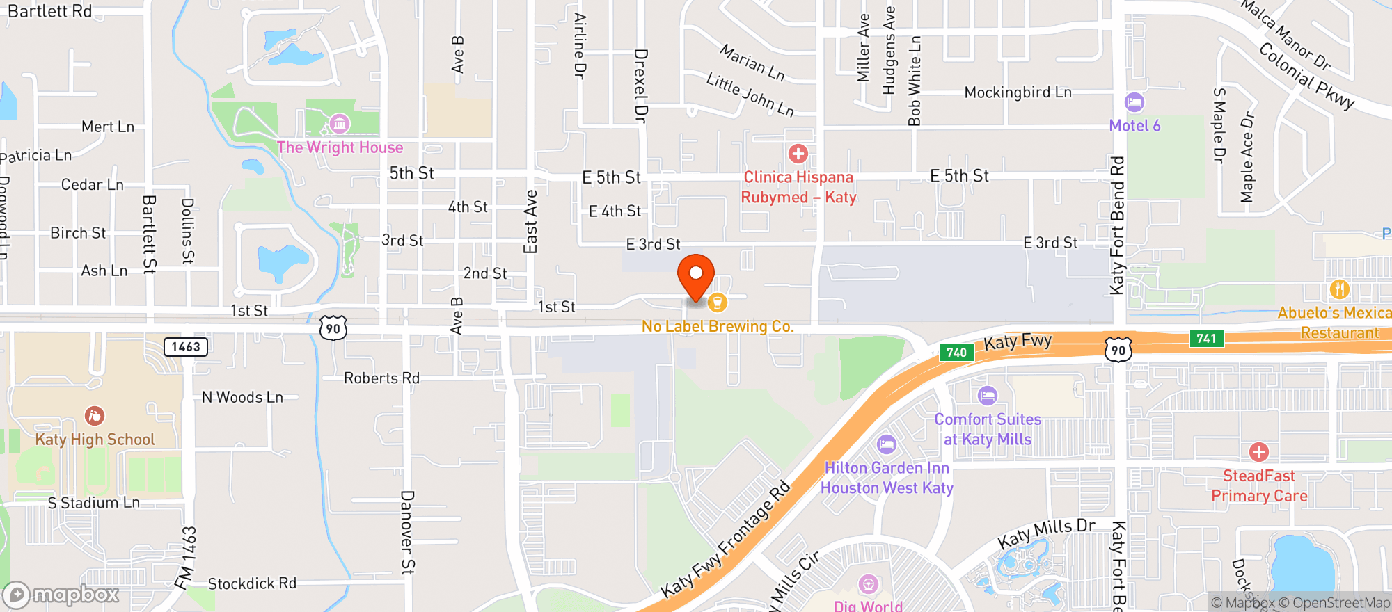 Map showing No Label Brewpub