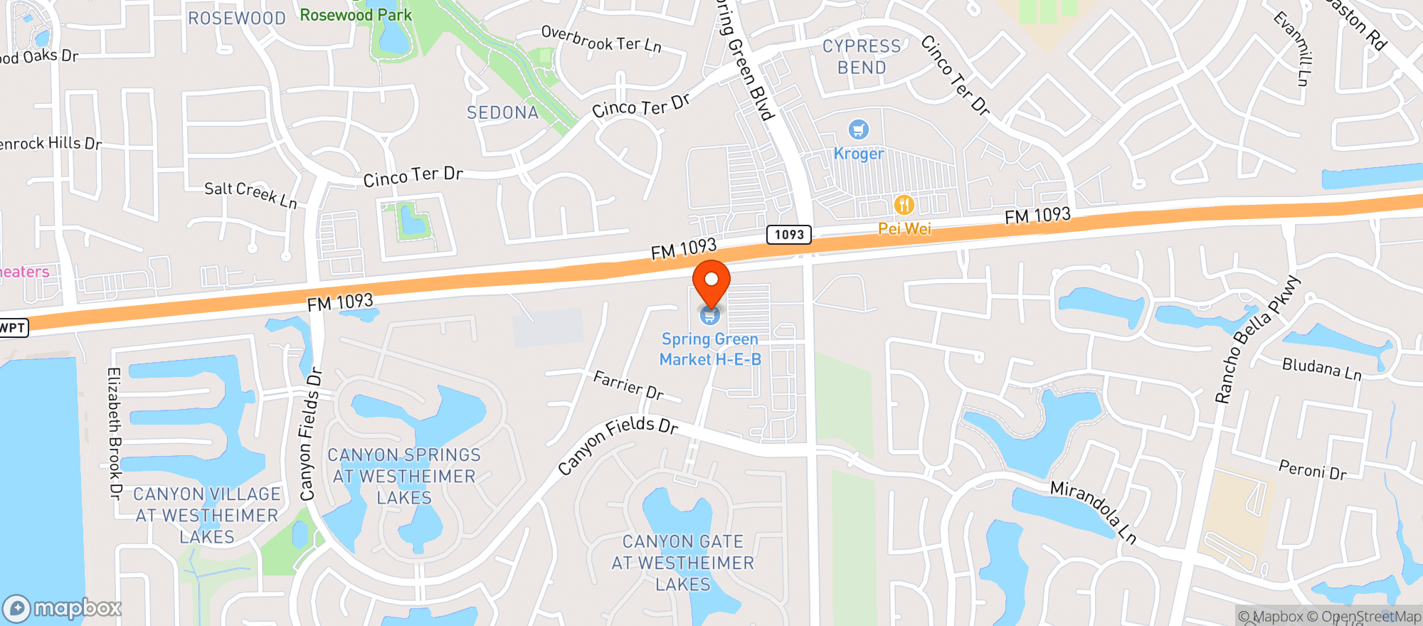 Map showing H E B Food Store #749