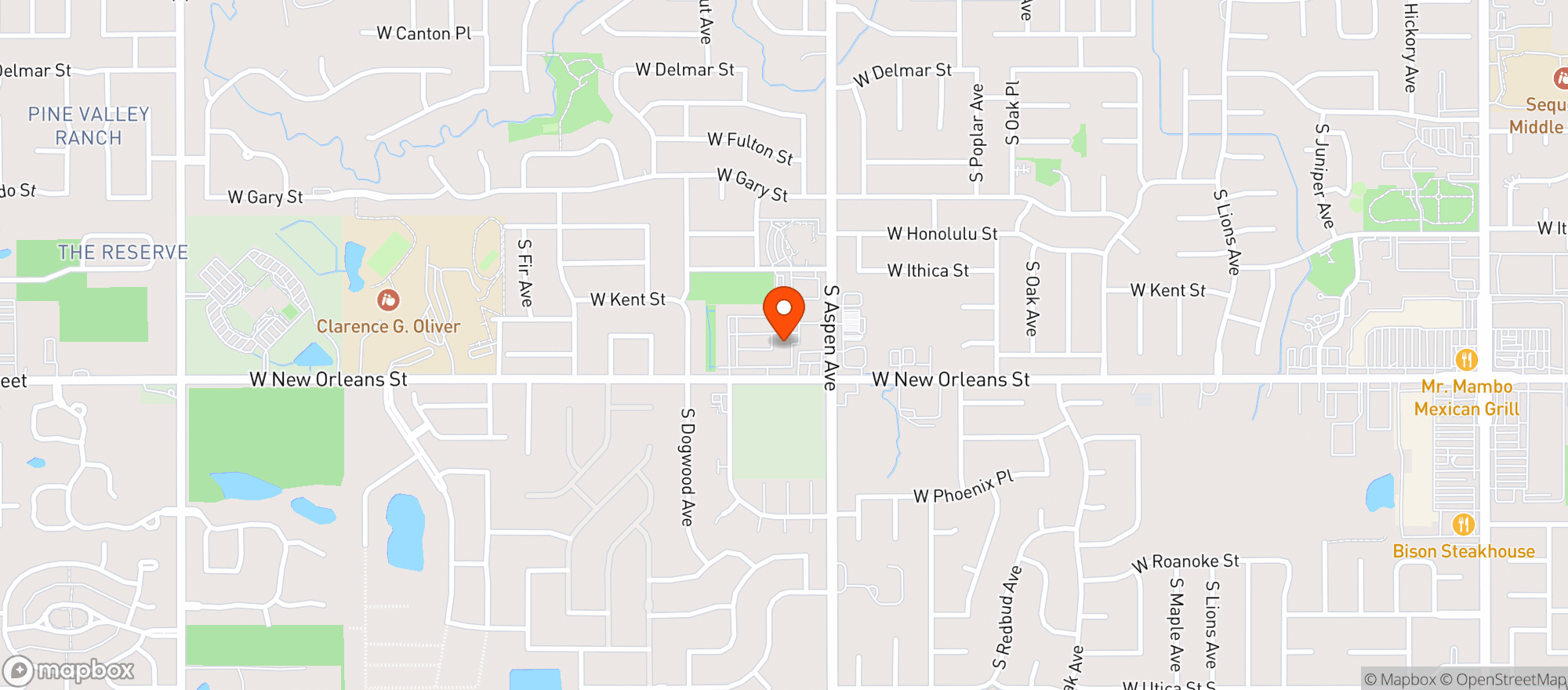 Map showing Whiskey Dog Bar & Grill