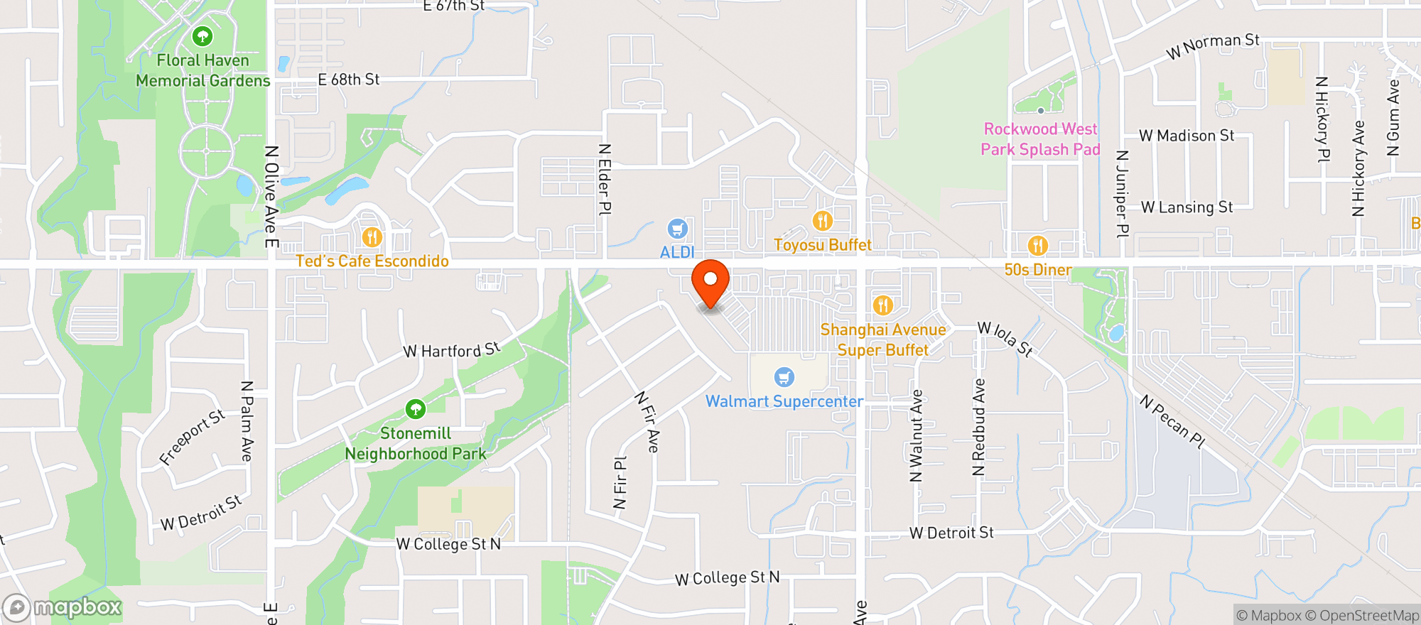 Map showing Elixir Liquors - Broken Arrow
