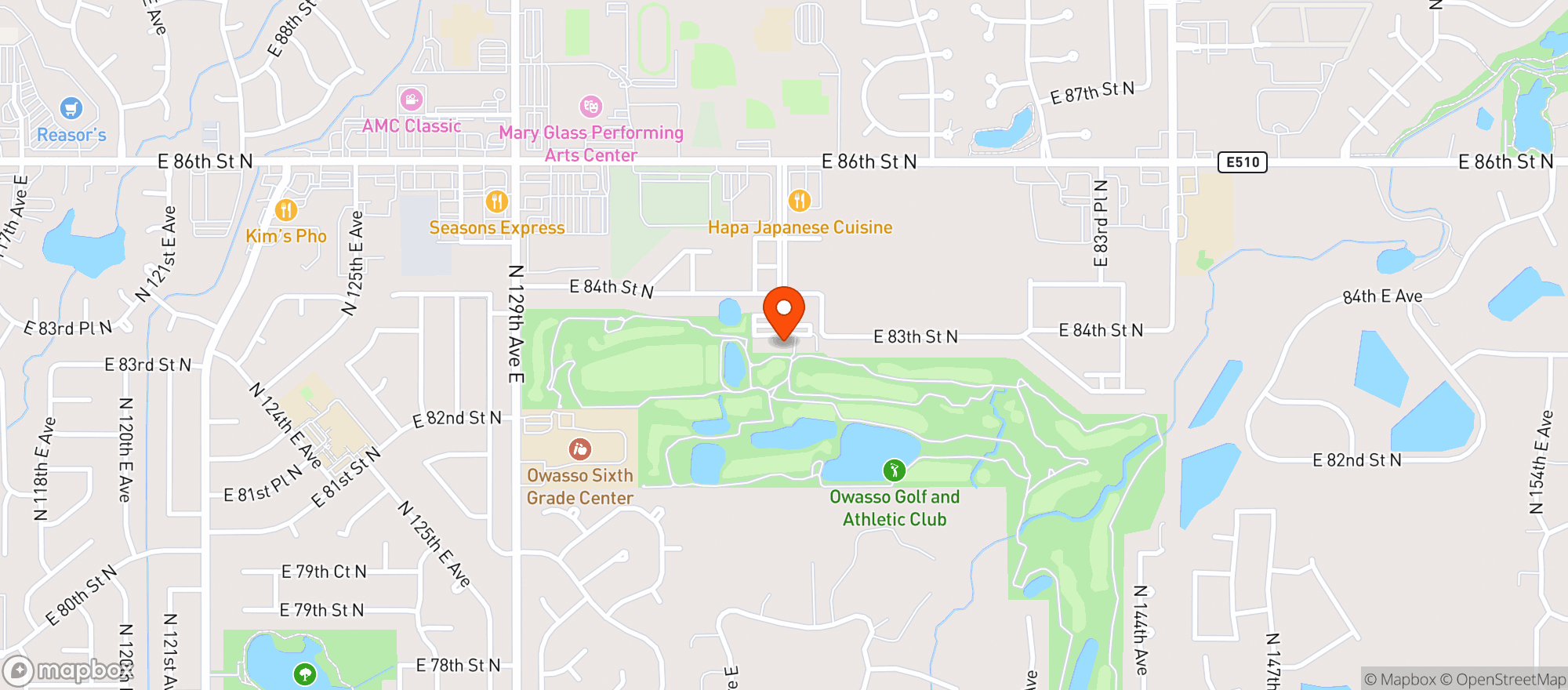 Map showing Owasso Golf & Athletic Cl