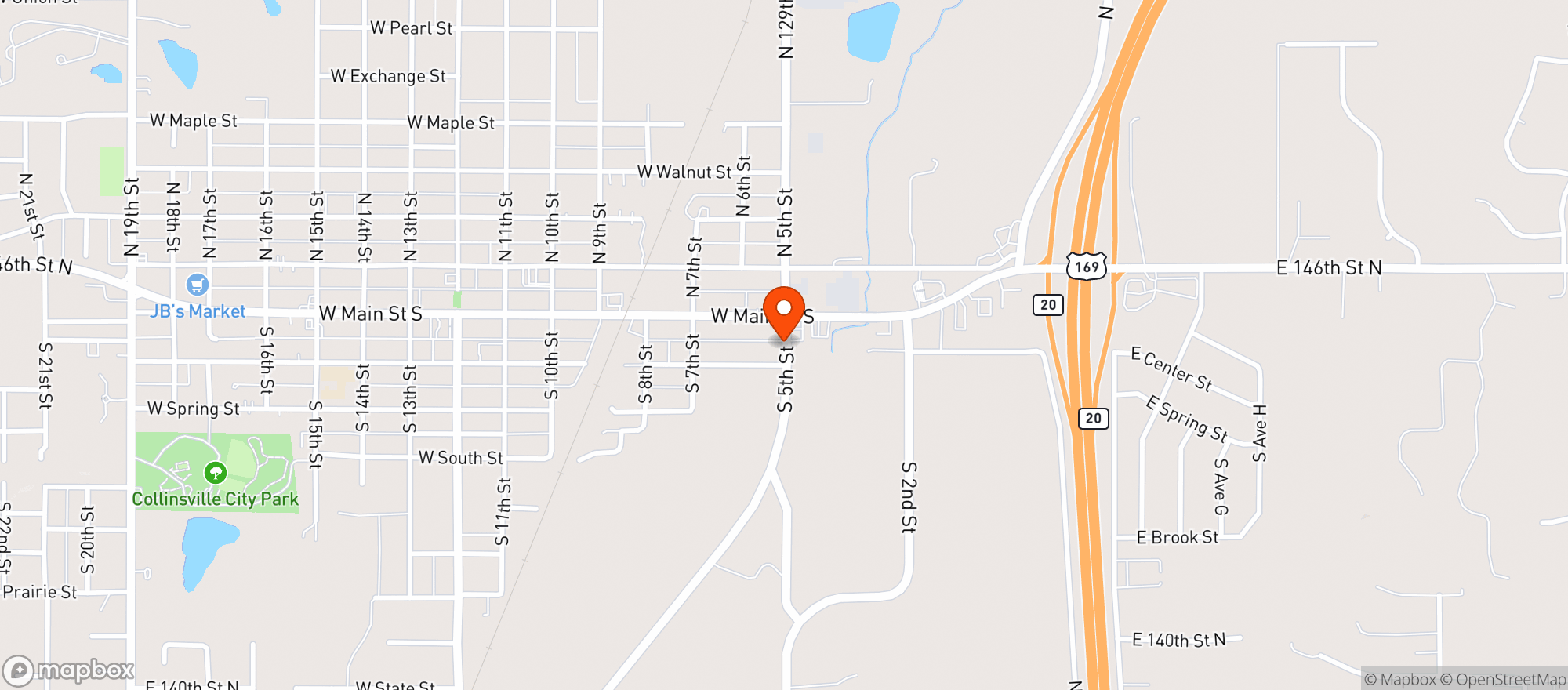 Map showing City Liquor W&s